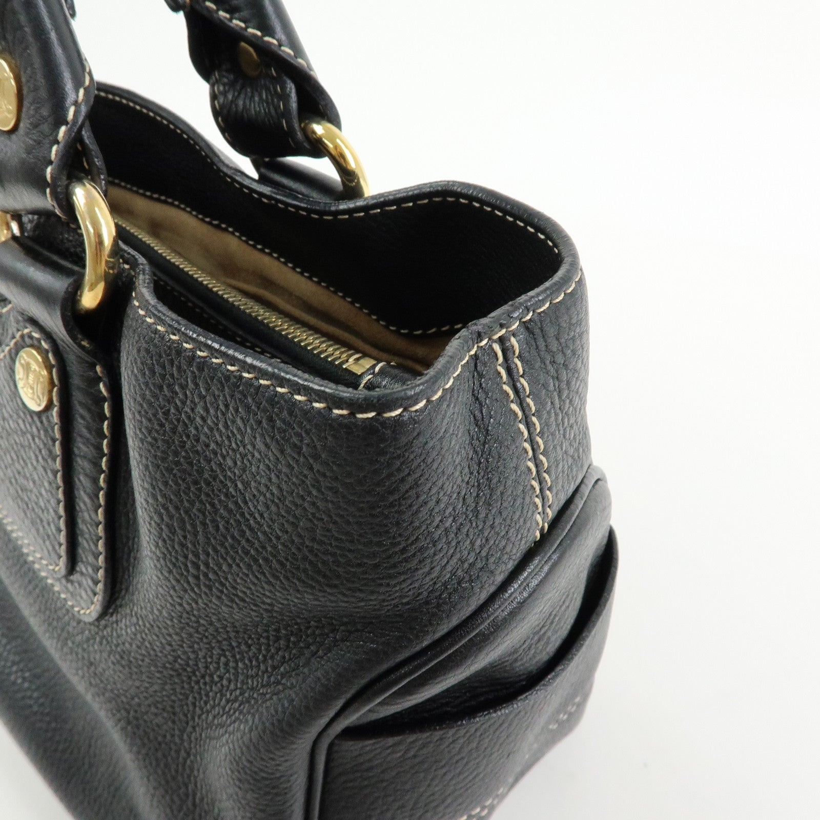 CELINE Leather Boogie Bag Hand Bag Black