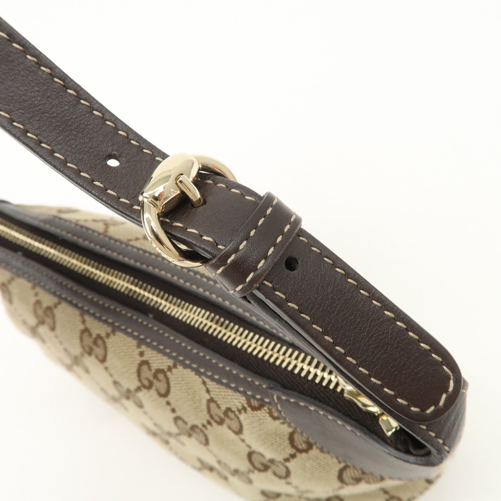 GUCCI Sherry GG Canvas Leather Shoulder Bag Beige Brown 224093 Used