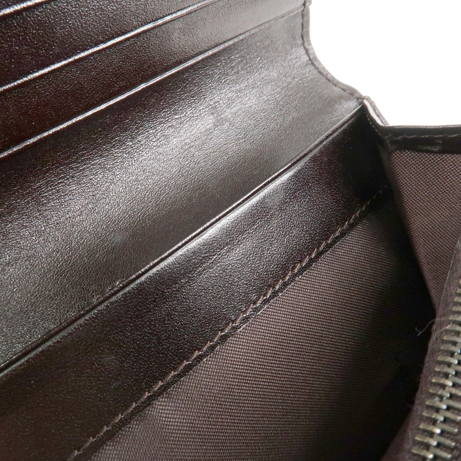 FENDI Zucca Canvas Leather Long Wallet Brown Black 8M0000 Used