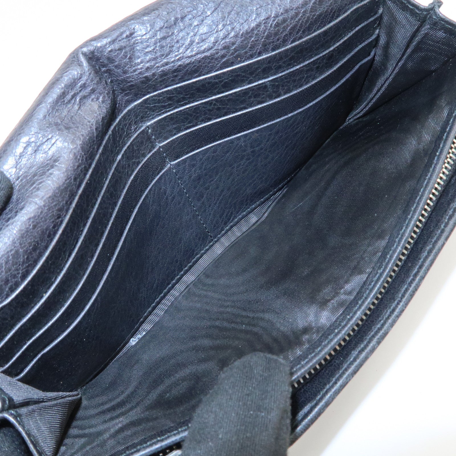 BALENCIAGA Logo Leather Giant Continental Long Wallet Black 253054