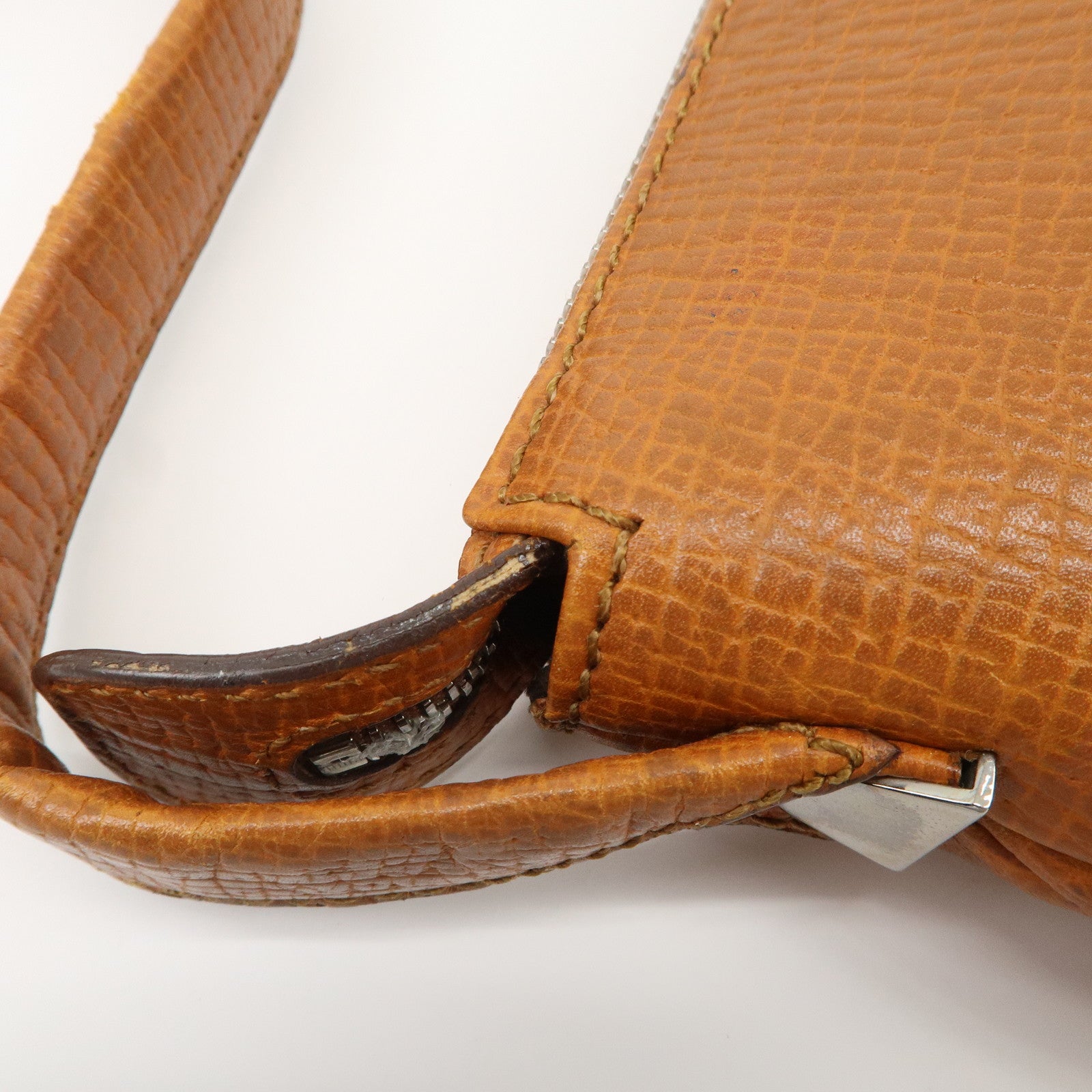 LOEWE Leather Shoulder Bag Brown Silver Hardware