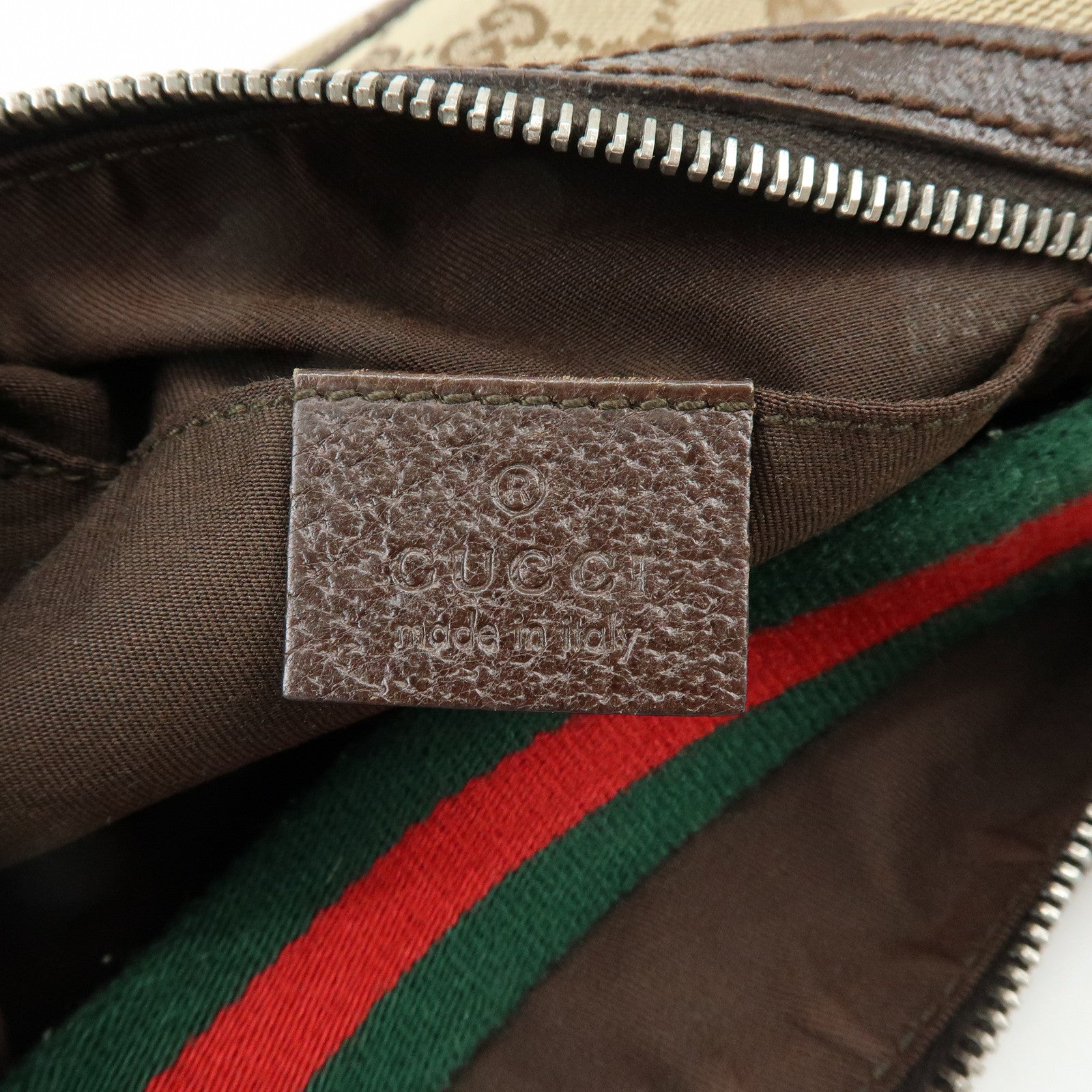 GUCCI Sherry Line GG Canvas Leather Hand Bag Beige Brown 145812