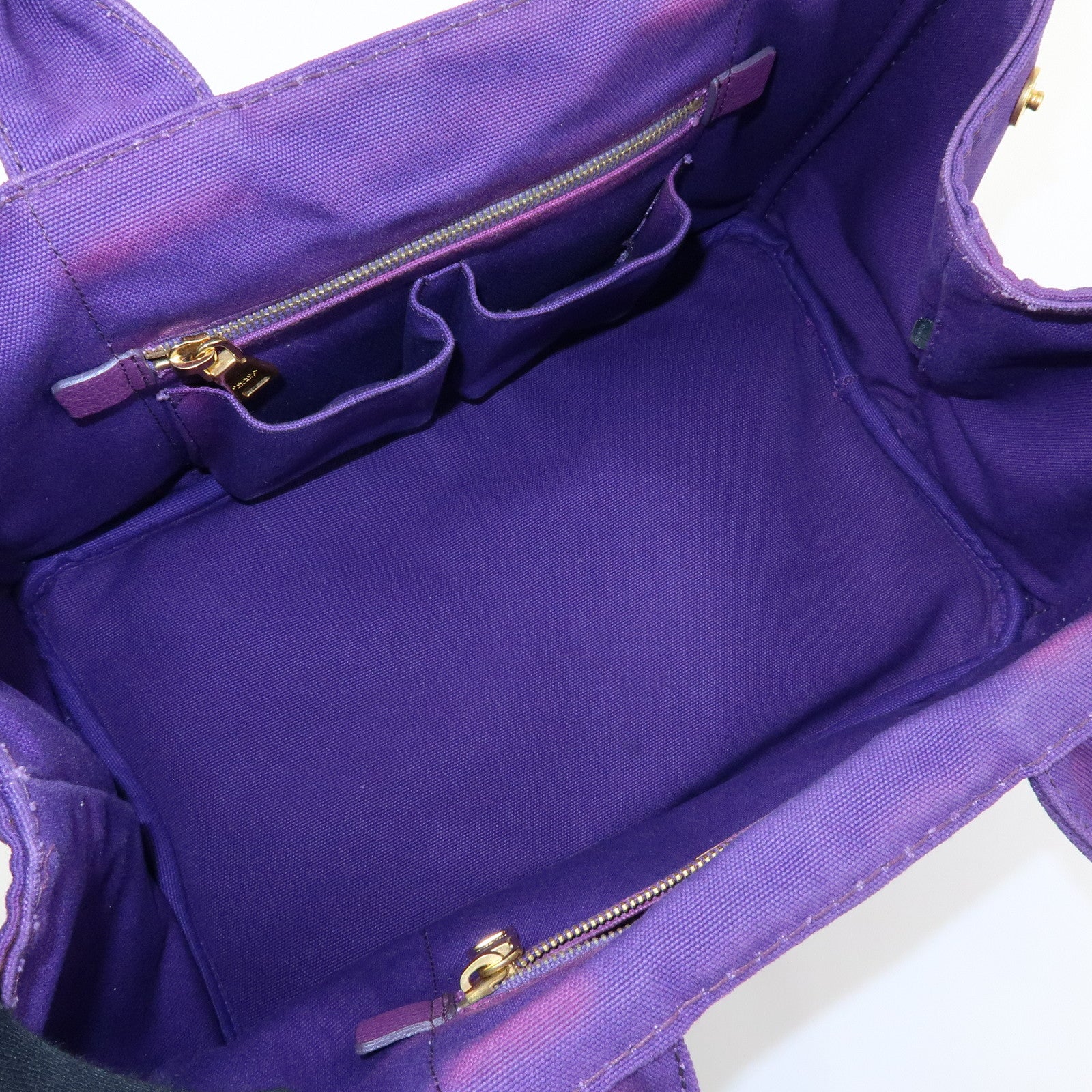 PRADA Canapa Triangle Logo Canvas Tote Bag Hand Bag Purple B1877B
