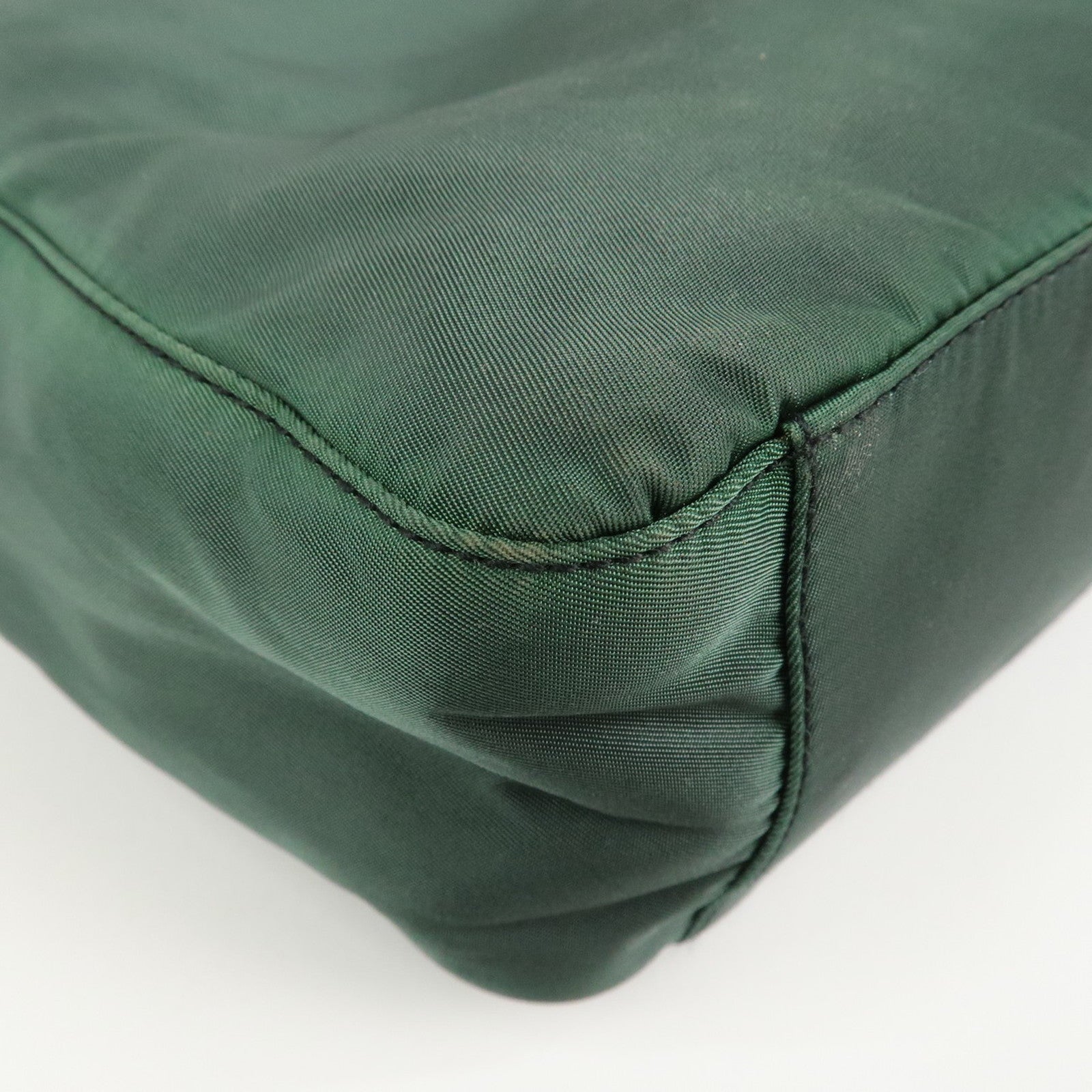 PRADA Triangle Logo Nylon Leather Tote Bag Green