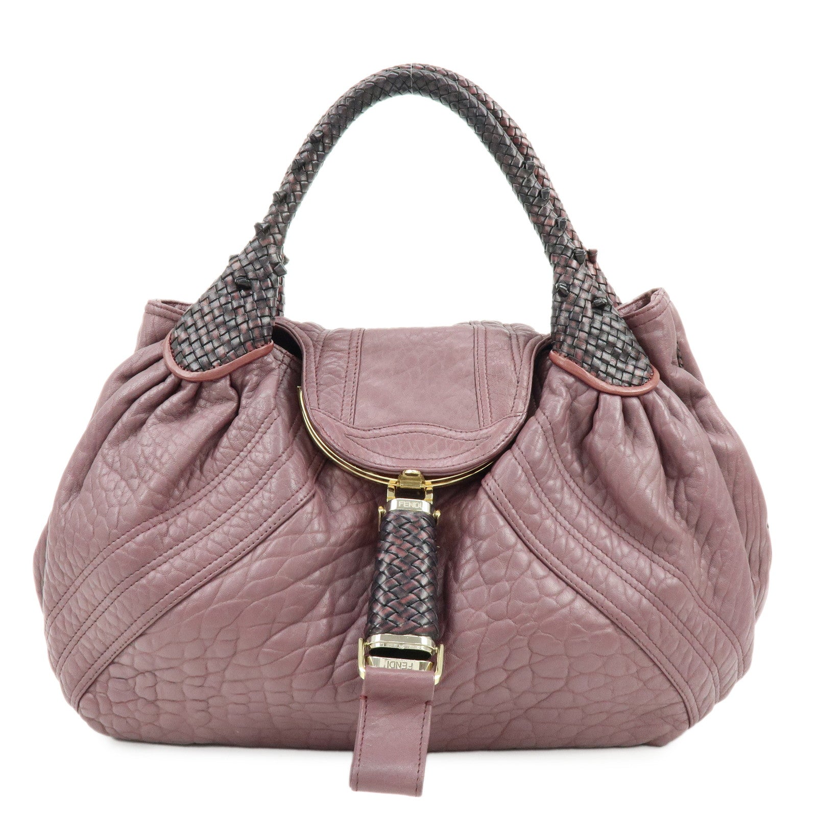 FENDI Leather Spy Bag Hand Bag Shoulder Bag Purple 8BR511