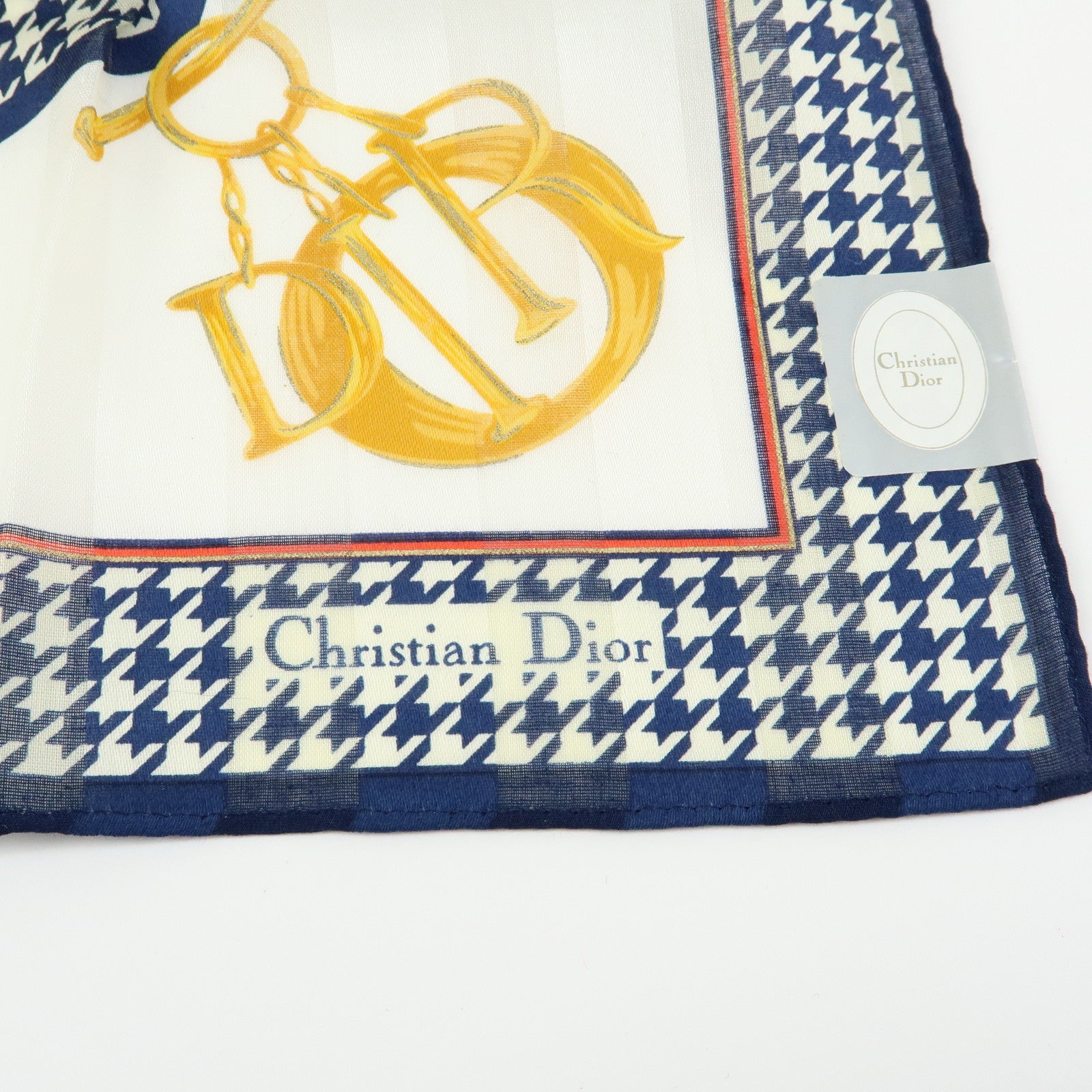 Christian Dior Set of 3 Cotton 100% Handkerchief Blue Yellow Navy