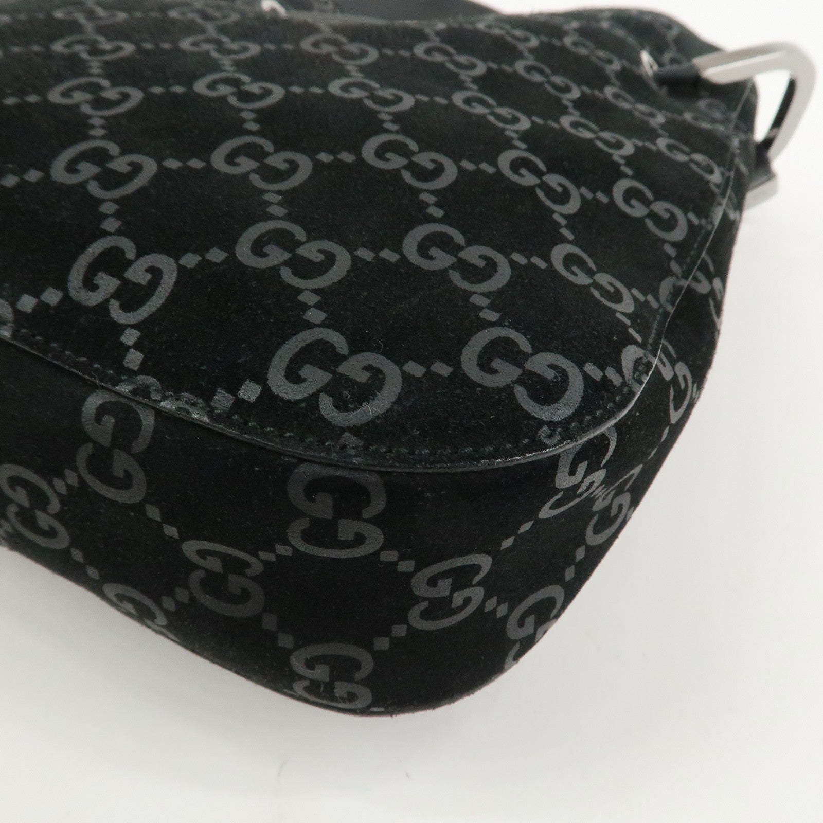 GUCCI GG Suede Shoulder Bag Hand Bag Black 001・3748