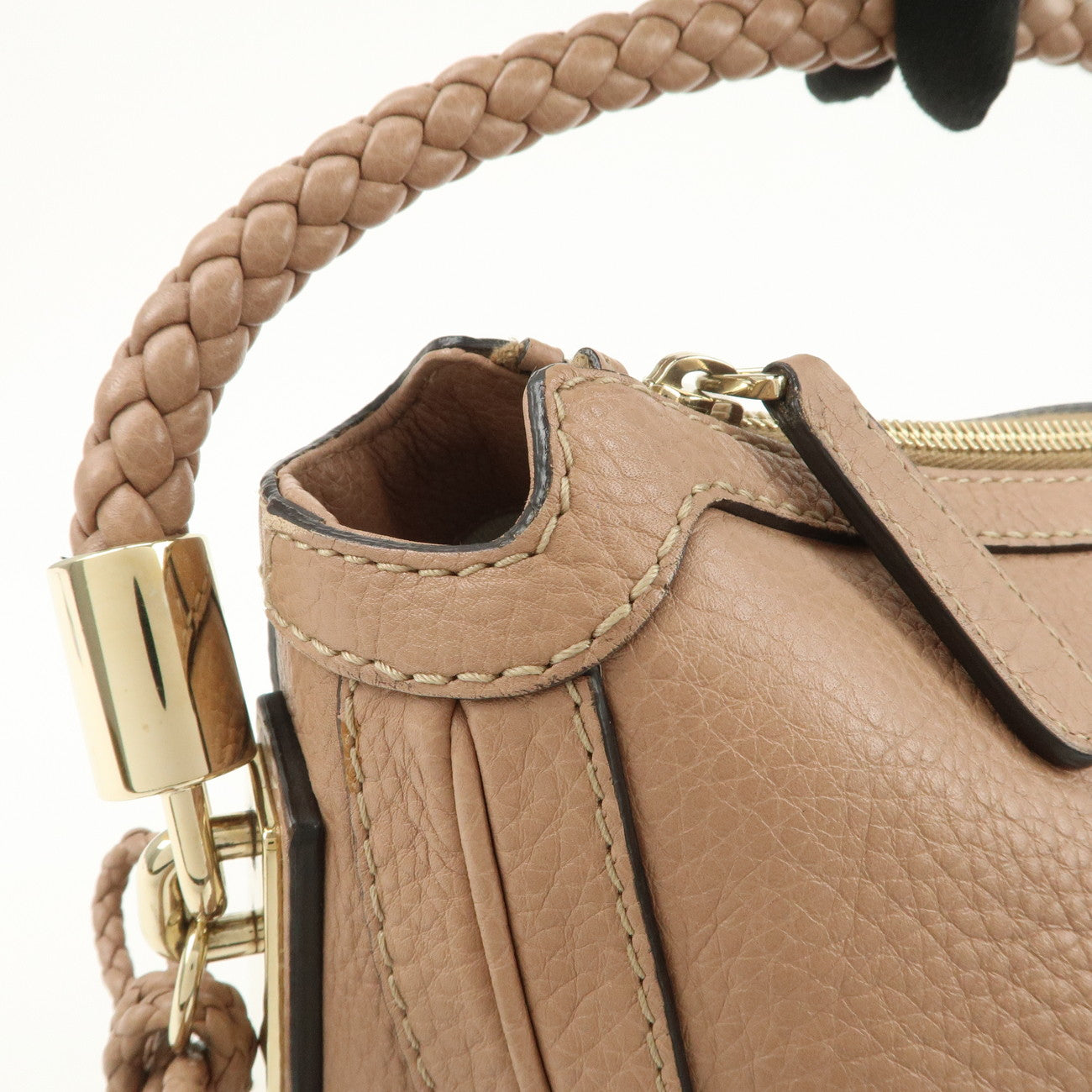 GUCCI Bamboo Leather Shoulder Bag Hand Bag Pink Gold 269949