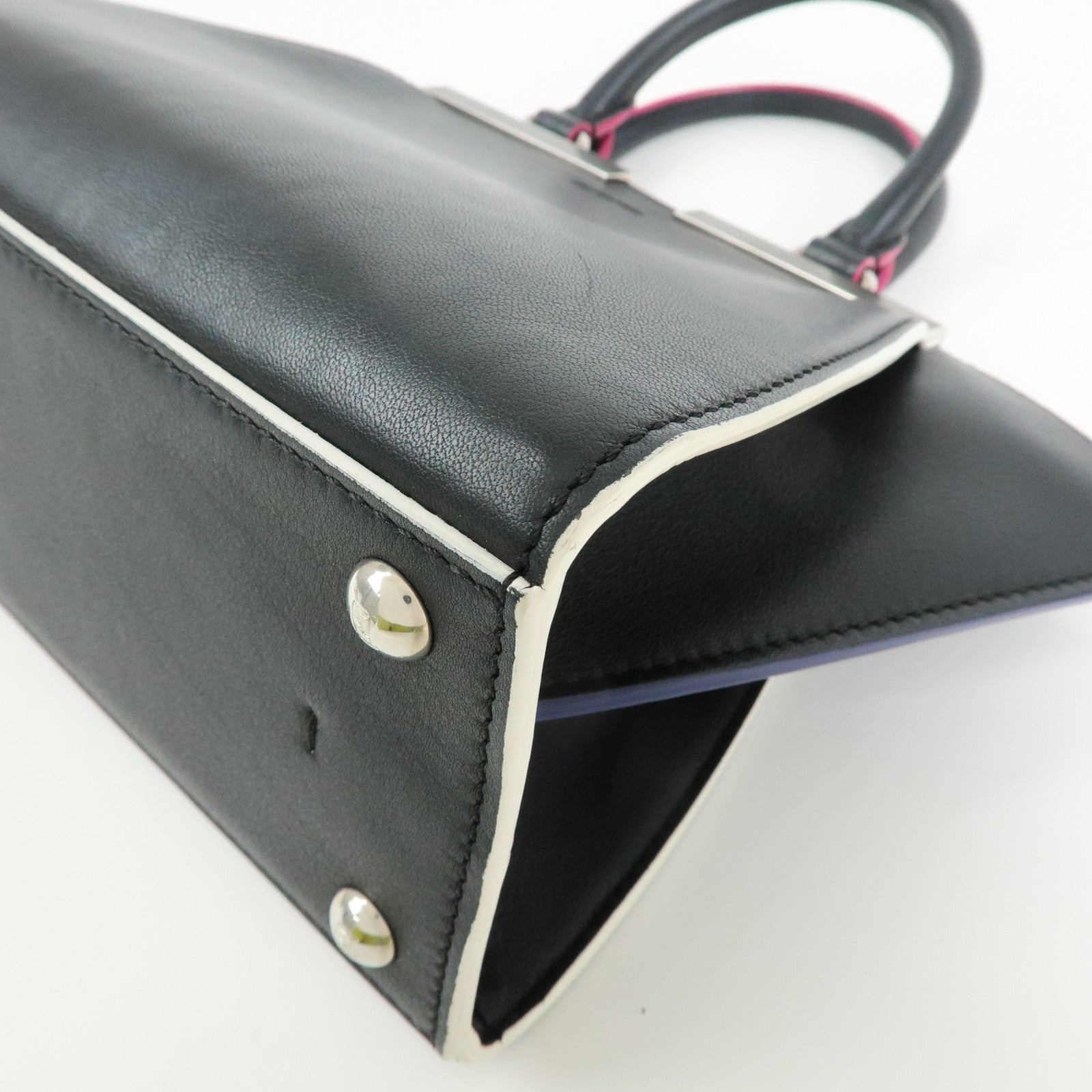 FENDI 3Jours Leather 2Way Shoulder Bag Hand Bag Black 8BH333