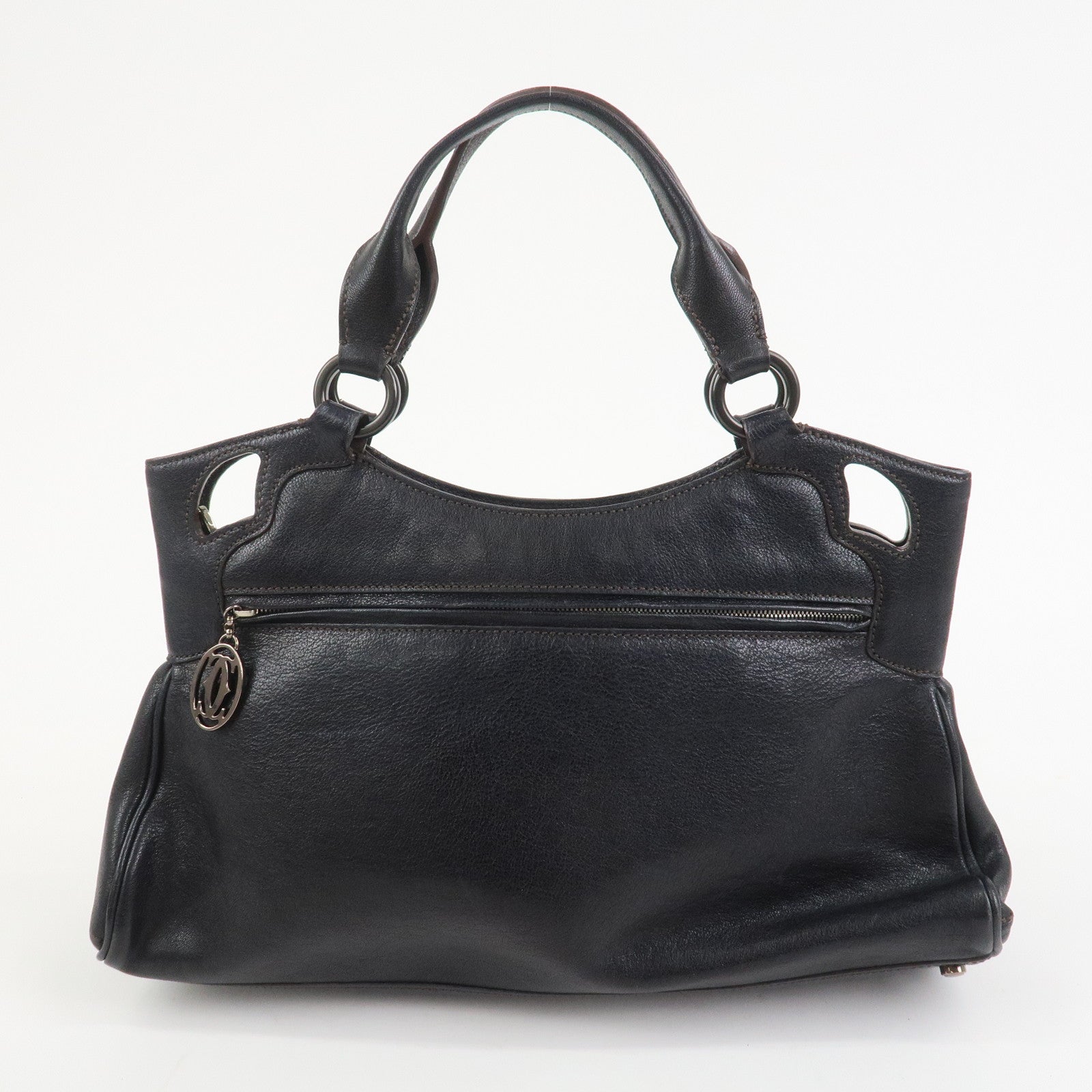 Cartier Marcello Leather Hand Bag Tote Bag Black
