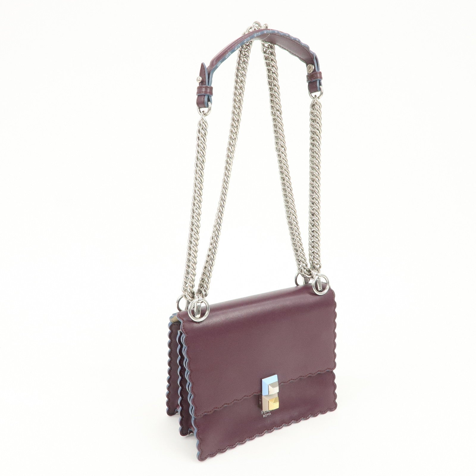 FENDI Mini Kan I Chain Shoulder Bag Crossbody Bag Purple 8M0381