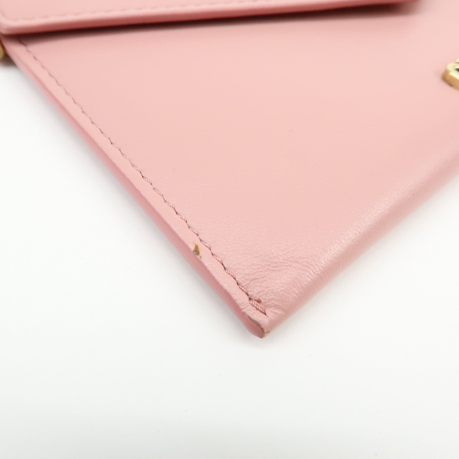 MIU MIU Madras Love Envelope Pouch Card Case Coin Case Pink 5MF025