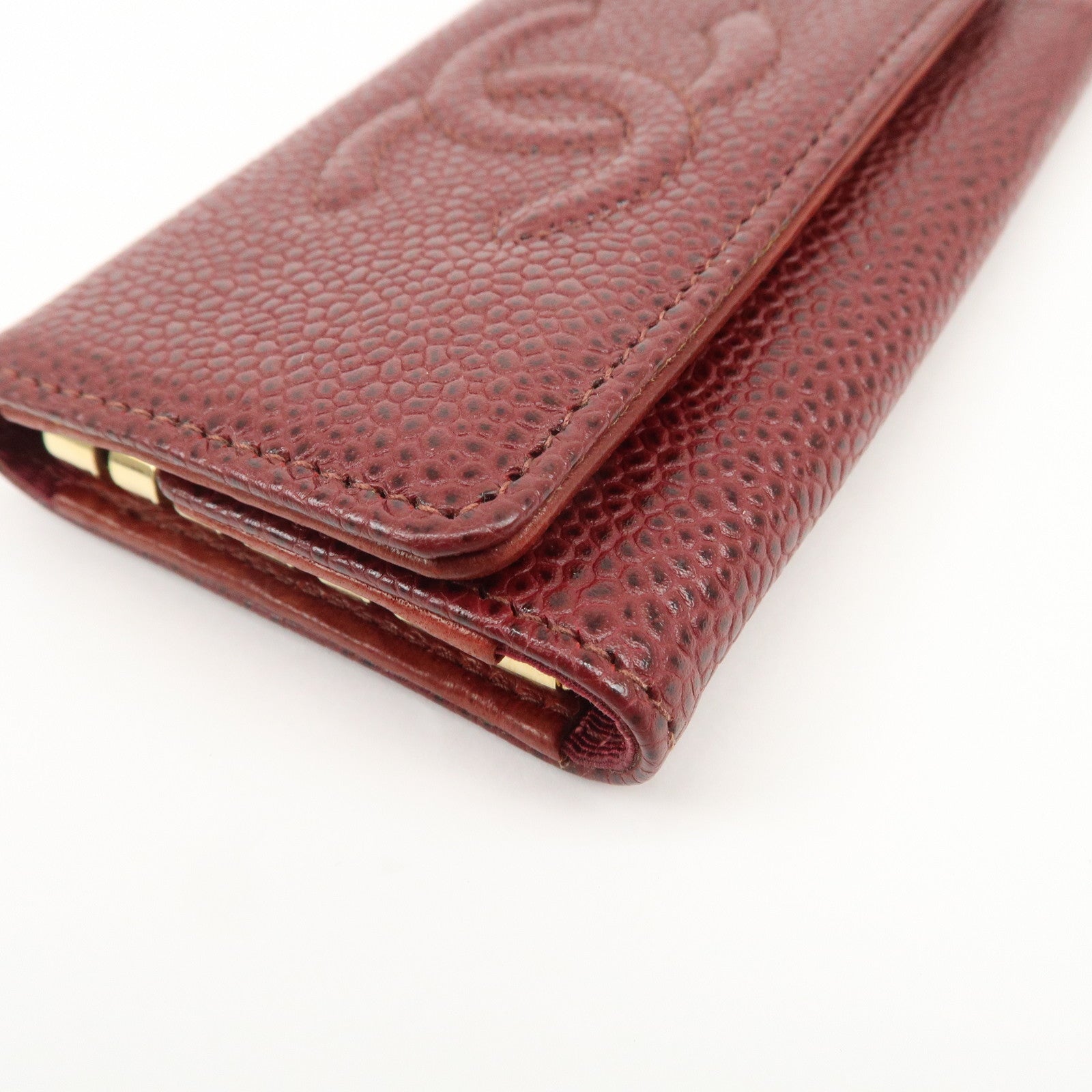 CHANEL COCO Mark Caviarskin 6 Rings Key Case Key Holder A13502