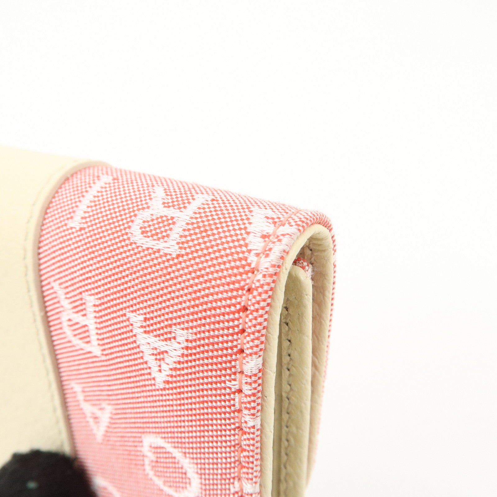 BVLGARI Logo Maniac Canvas Leather 6 Key Case Coin Case Pink White Used