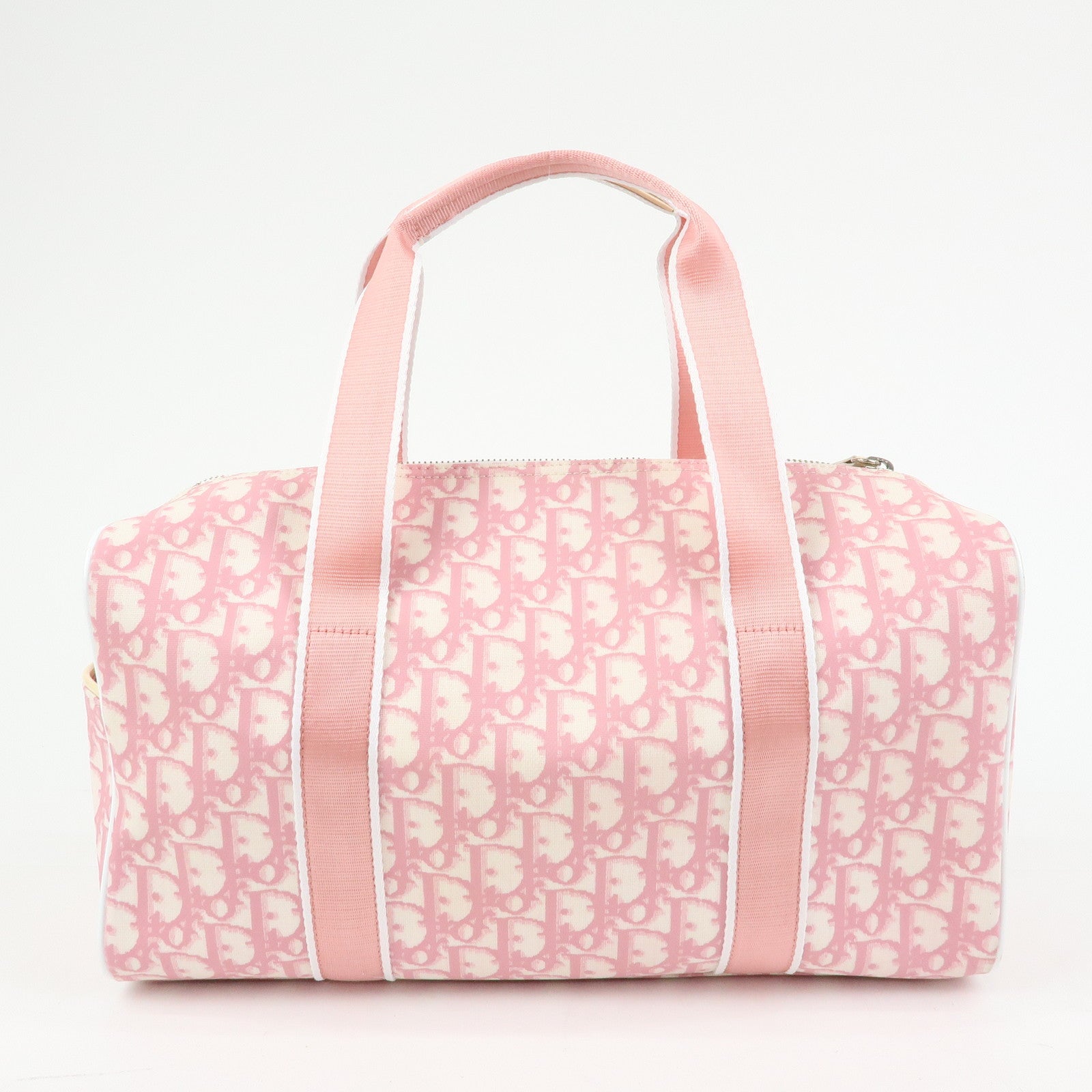 Christian Dior Trotter PVC Patent Leather Boston Bag Hand Bag Pink