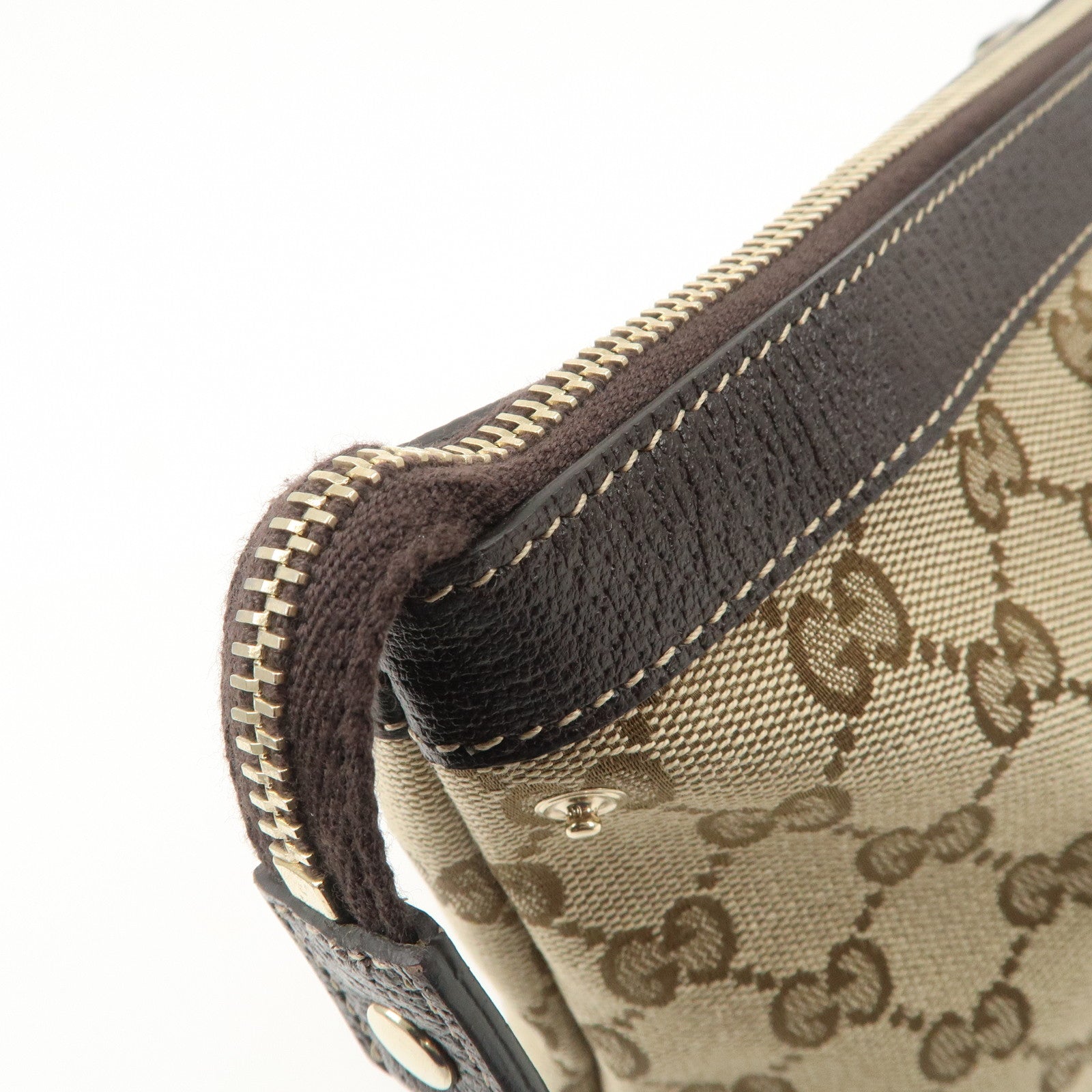 GUCCI Abbey GG Canvas Leather Shoulder Bag Beige Brown 141470 Used