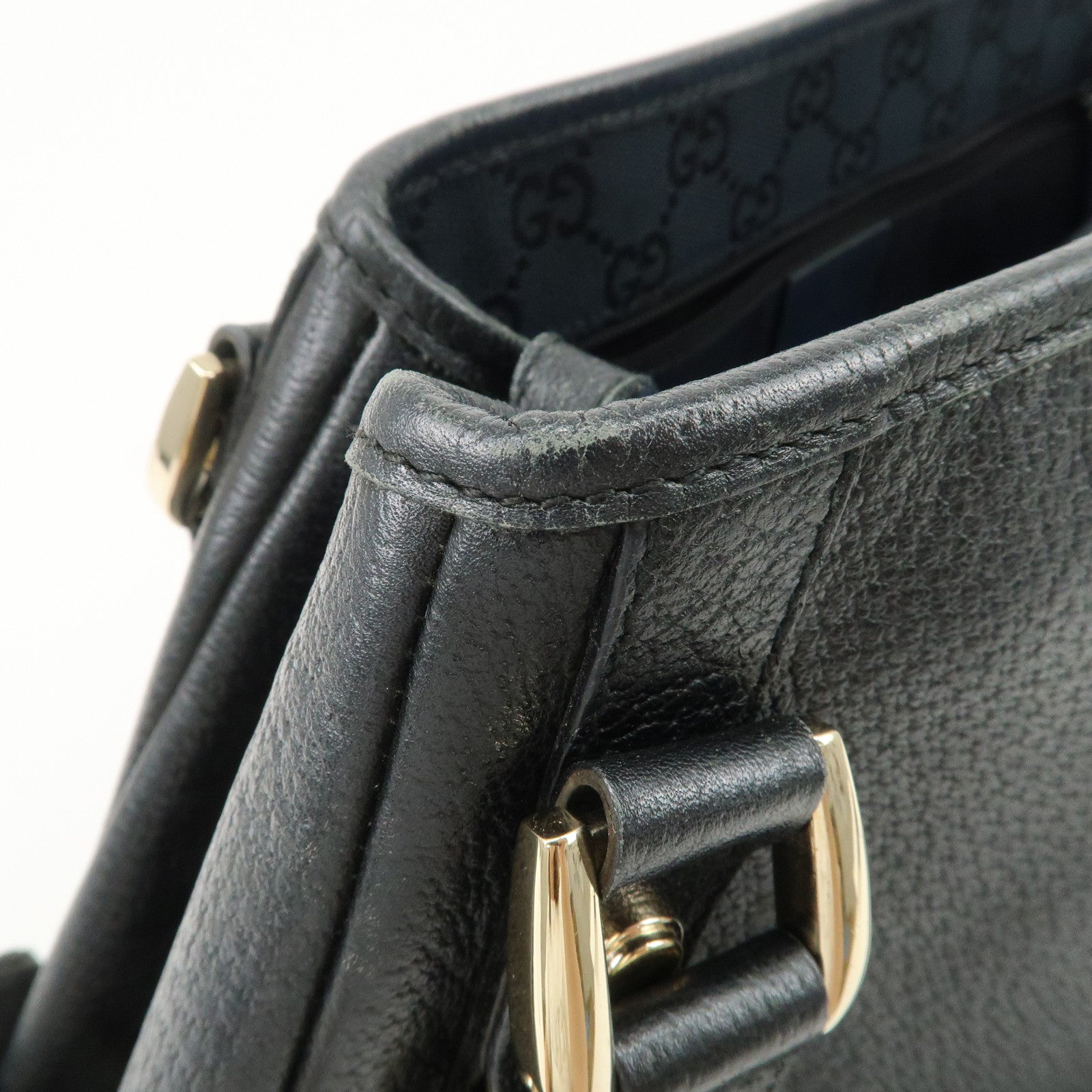 GUCCI Abbey Leather Tote Bag Hand Bag Black 130736