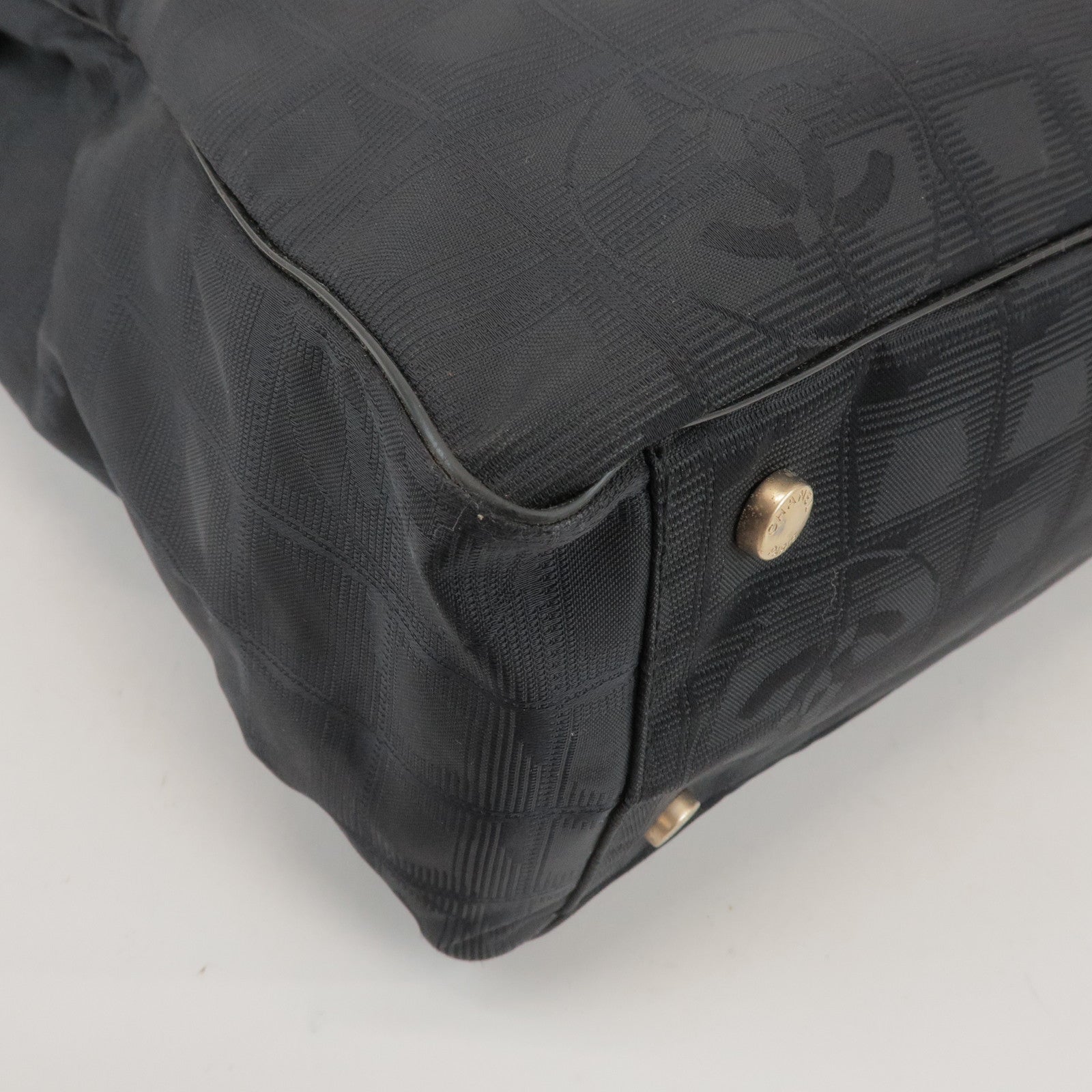 CHANEL New Travel Line Nylon Jacquard Leather Tote Bag GM A15825