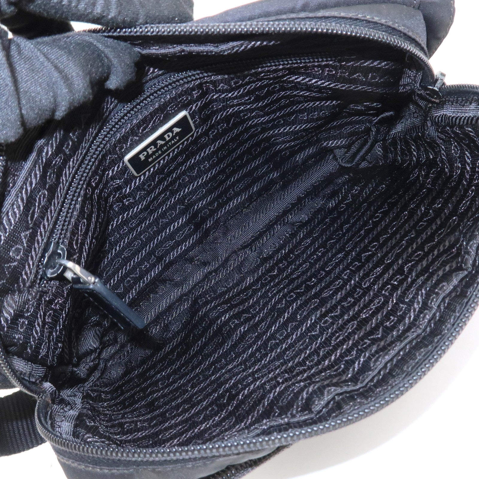 PRADA Nylon Leather Shoulder Bag Crossbody Bag Black BT0521