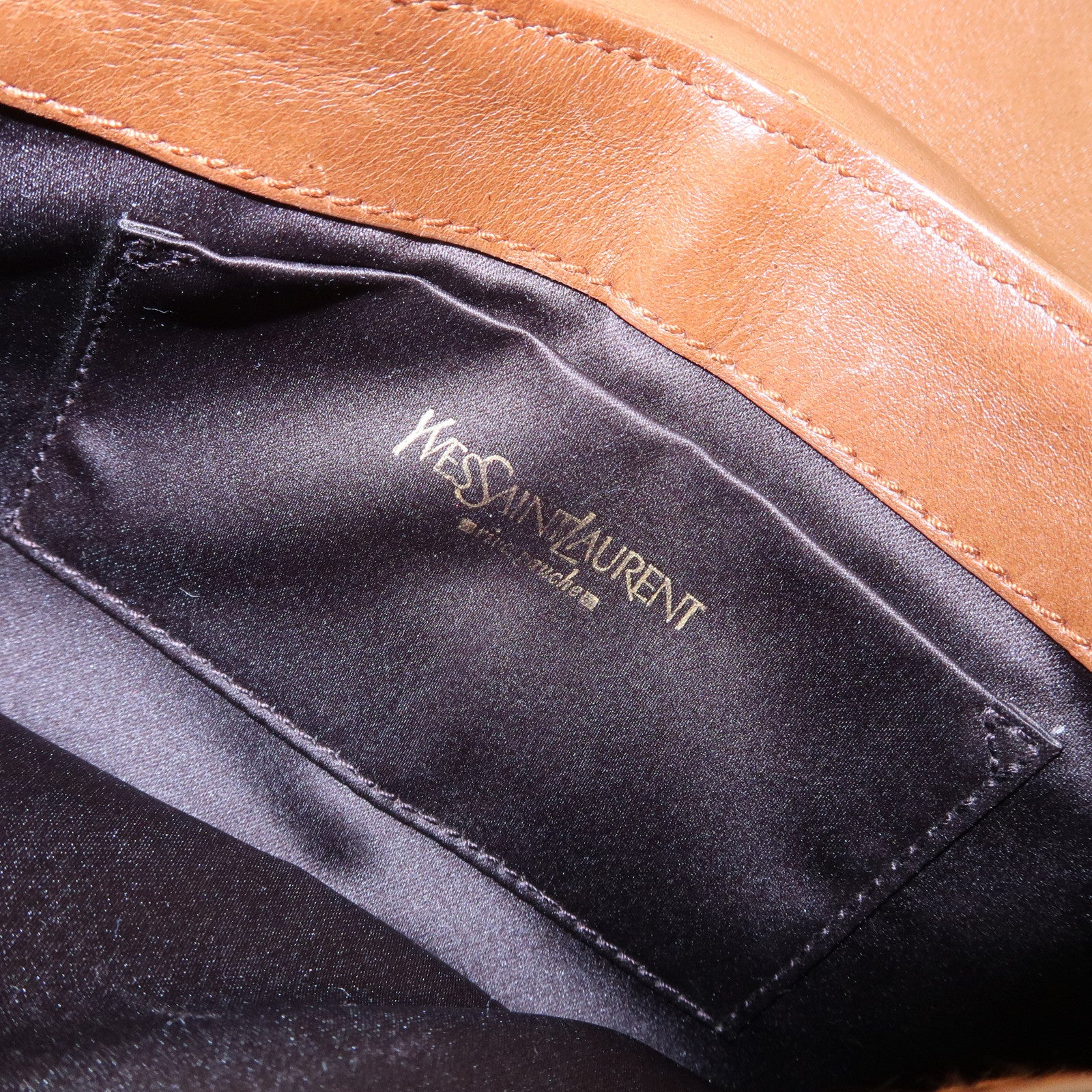 SAINT LAURENT PARIS Leather Shoulder Bag Hand Bag Brown