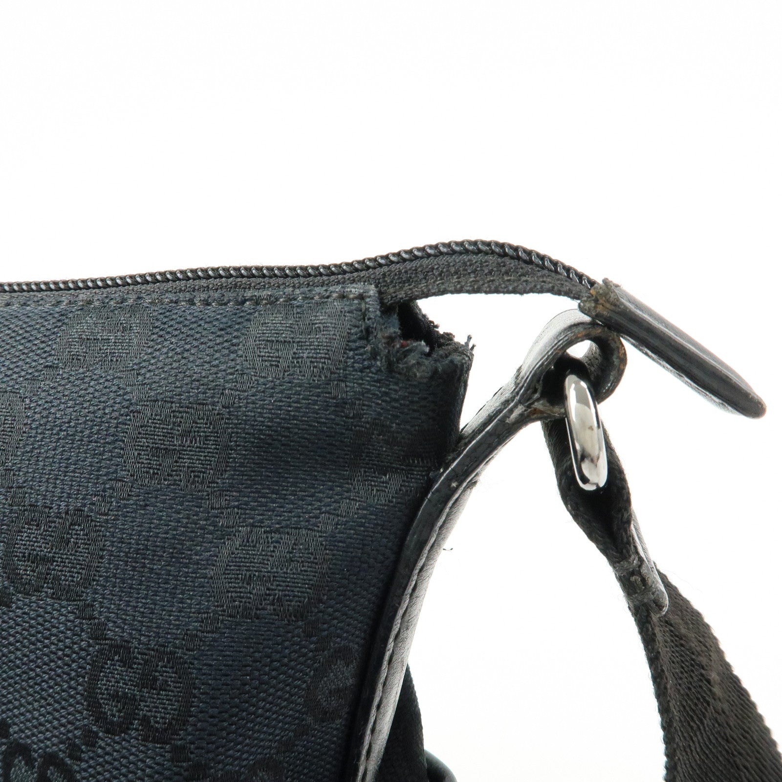 GUCCI GG Canvas Leather Shoulder Bag Crossbody Bag Black 145857
