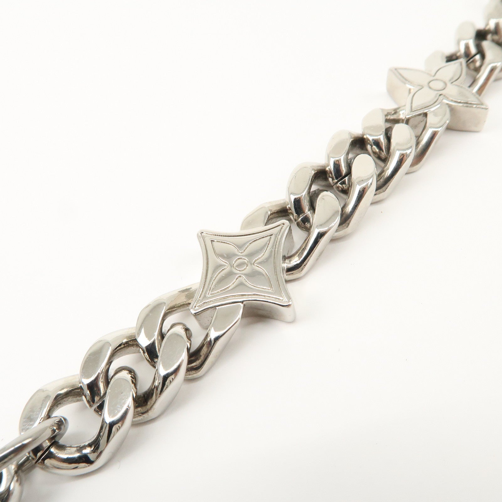 Louis Vuitton Monogram Element Chain Metal Bag Charm Silver M01468 Used