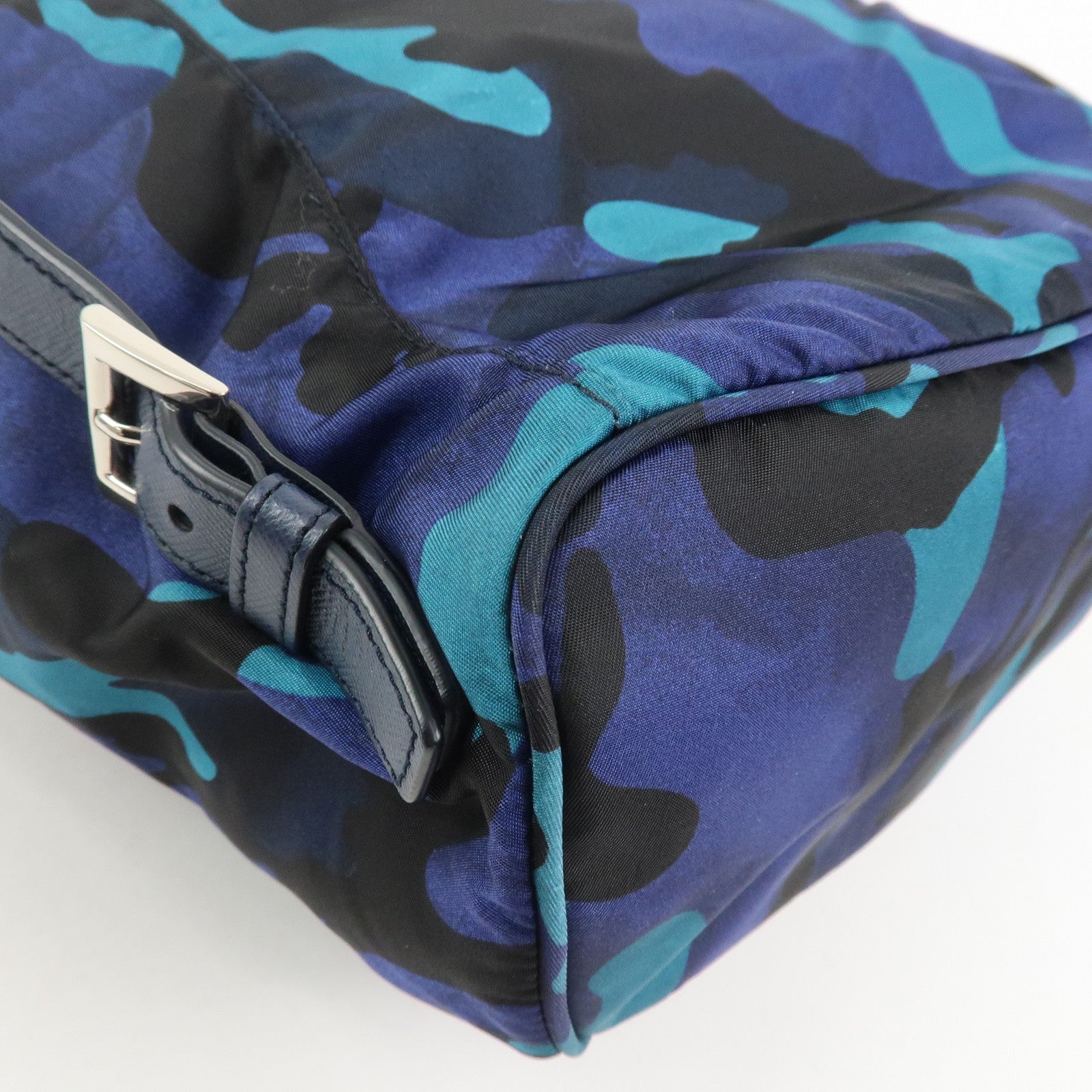 PRADA Triangle Logo Nylon Camouflage Backpack Rucksack Blue