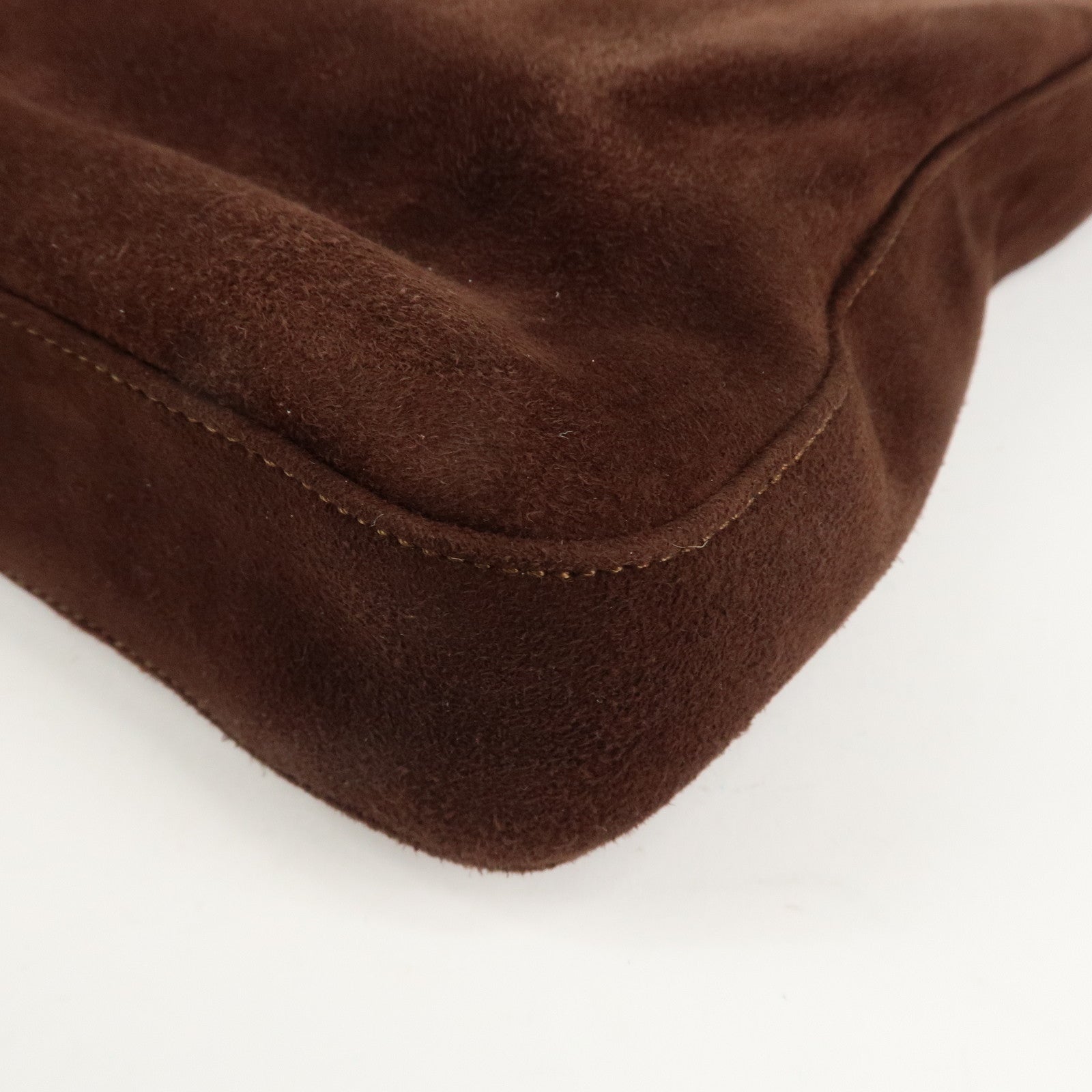 PRADA Suede Leather Chain Shoulder Bag Hand Bag Brown