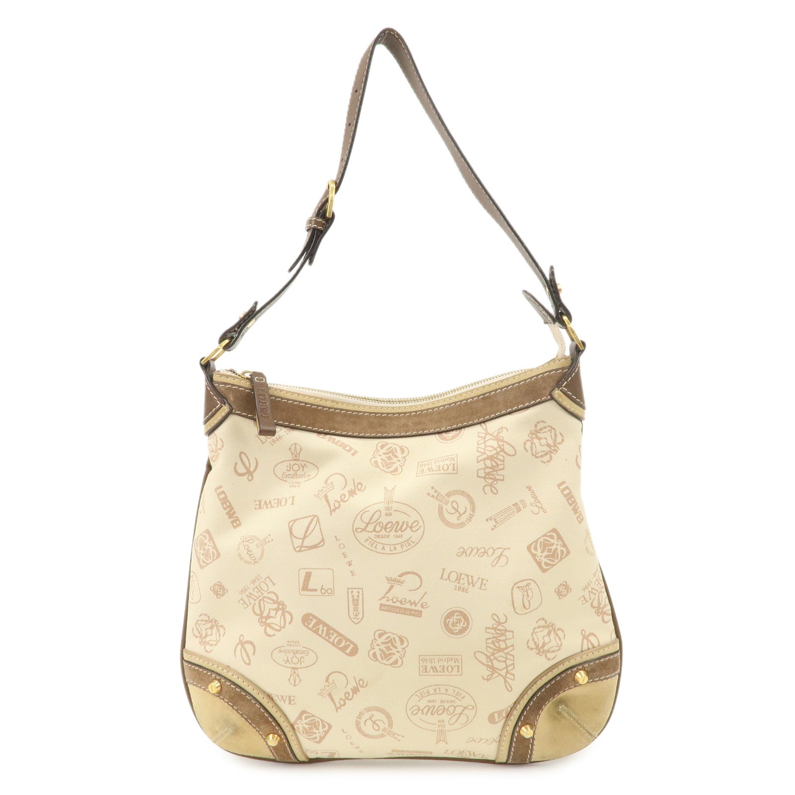 LOEWE Anagram Canvas Suede Leather Shoulder Bag 160th Anniverssary