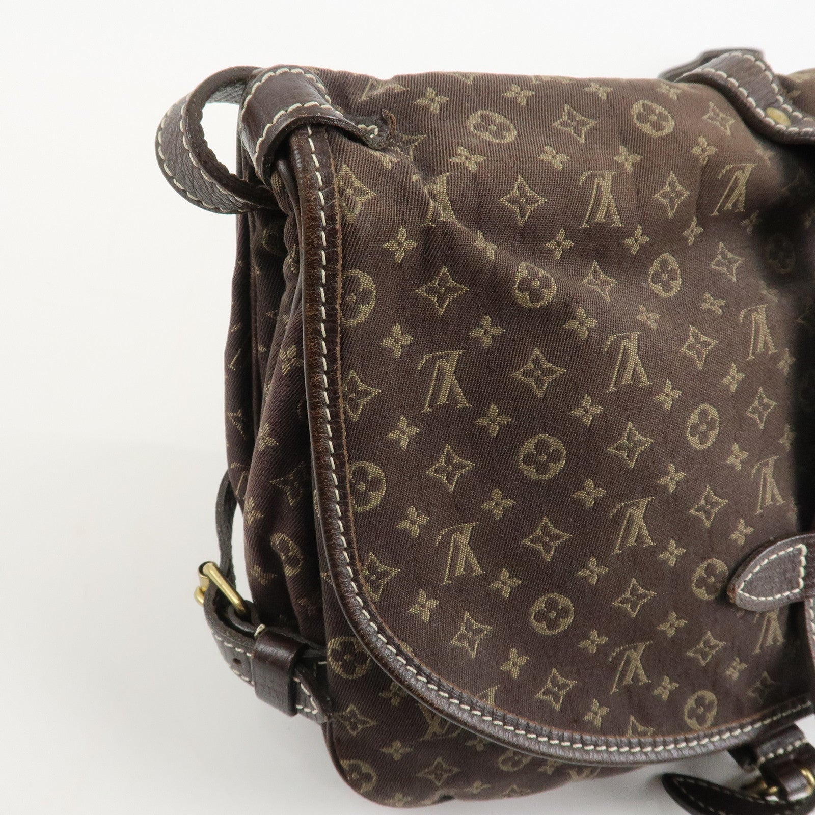 Louis Vuitton Monogram Mini Lin Saumur 30 Shoulder Bag Brown M95227 Used