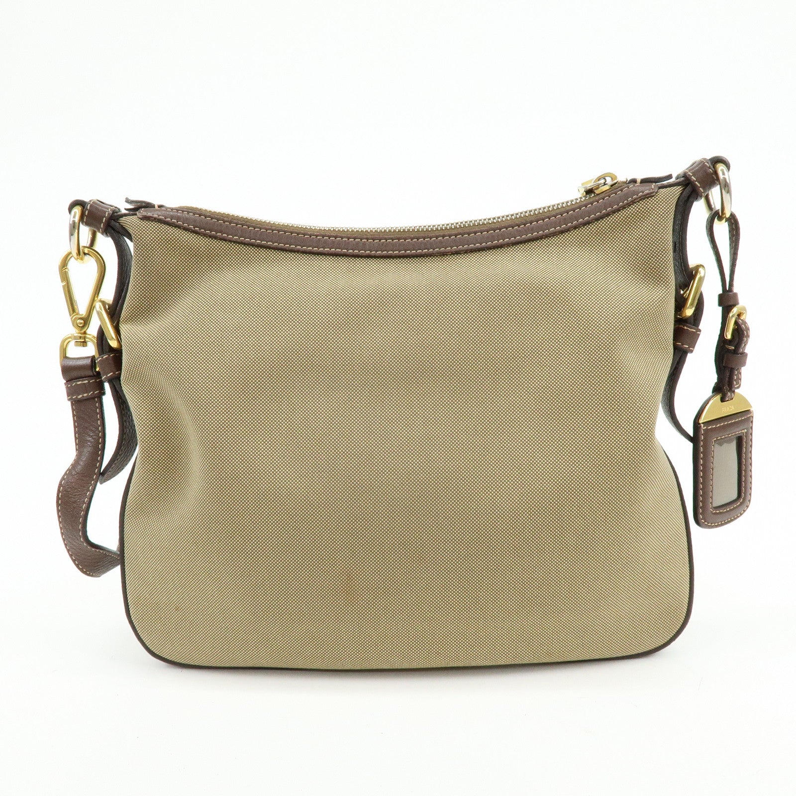 PRADA Logo Jacguard Leather Shoulder Bag Crossbody Bag Brown