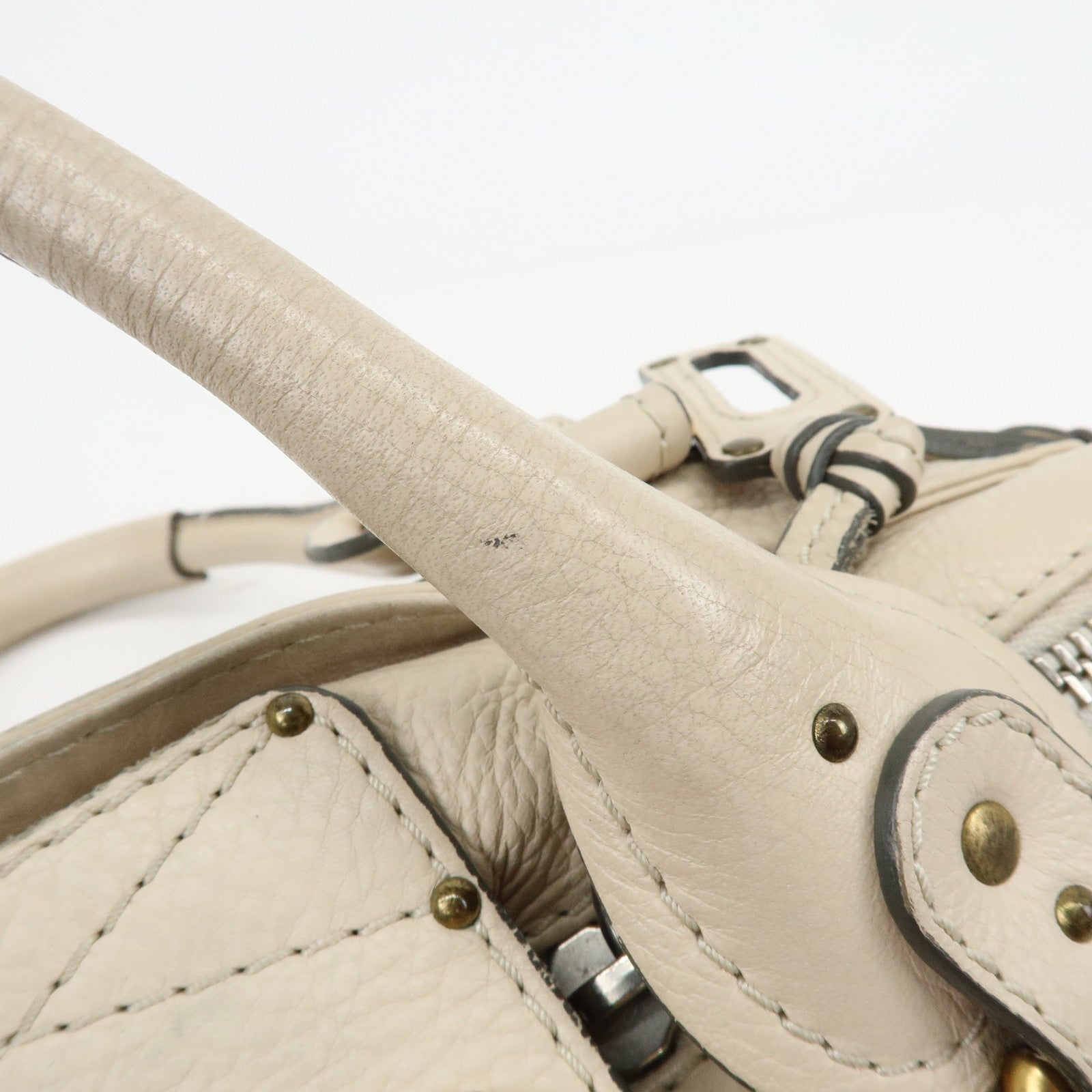 Chloe Paddington Leather Hand Bag Boston Bag Shoulder Bag Ivory