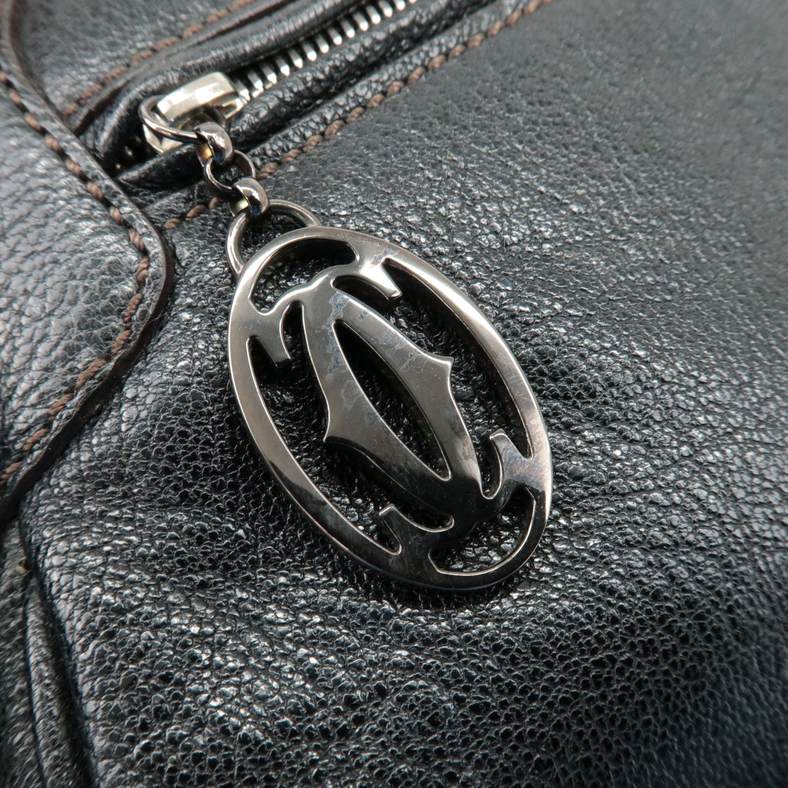 Cartier Must Line Leather Marcello Hand Bag Black Used