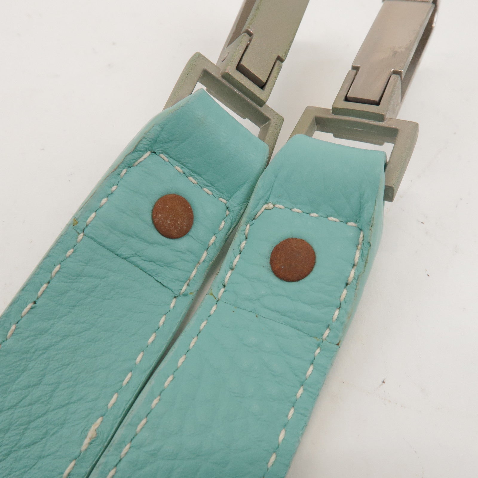 Tiffany & Co Jitney Canvas Leather 2Way Bag Tote Bag Natural Blue