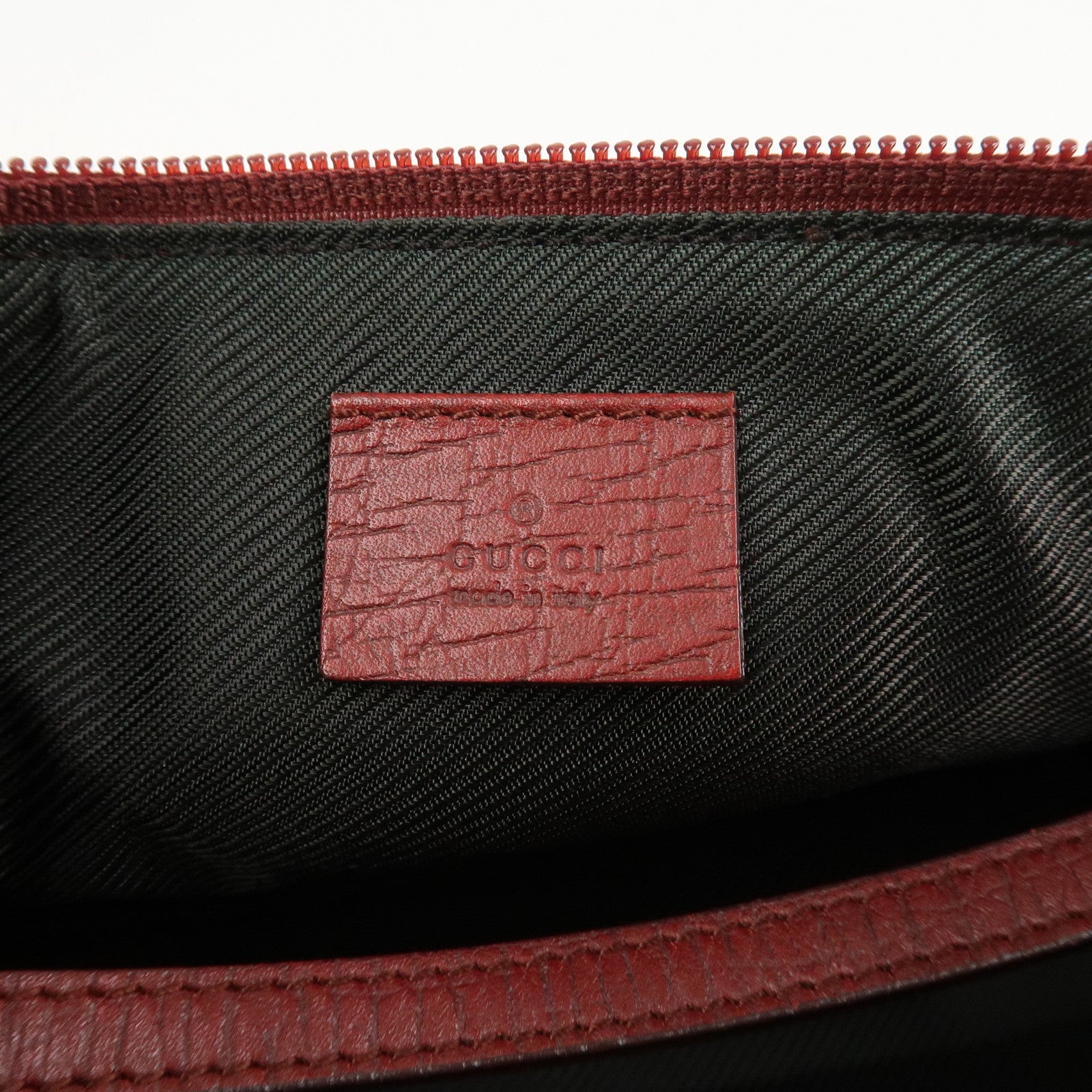 GUCCI Boat Bag GG Canvas Leather Hand Bag Pouch Red 07198