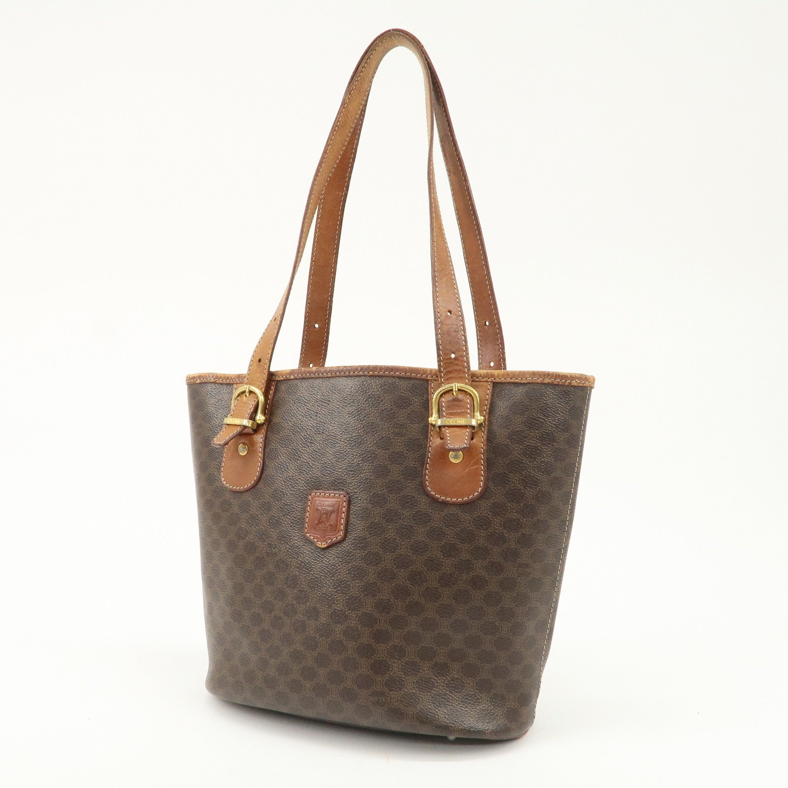 CELINE Macadam PVC Leather Tote Bag Shoulder Bag Brown