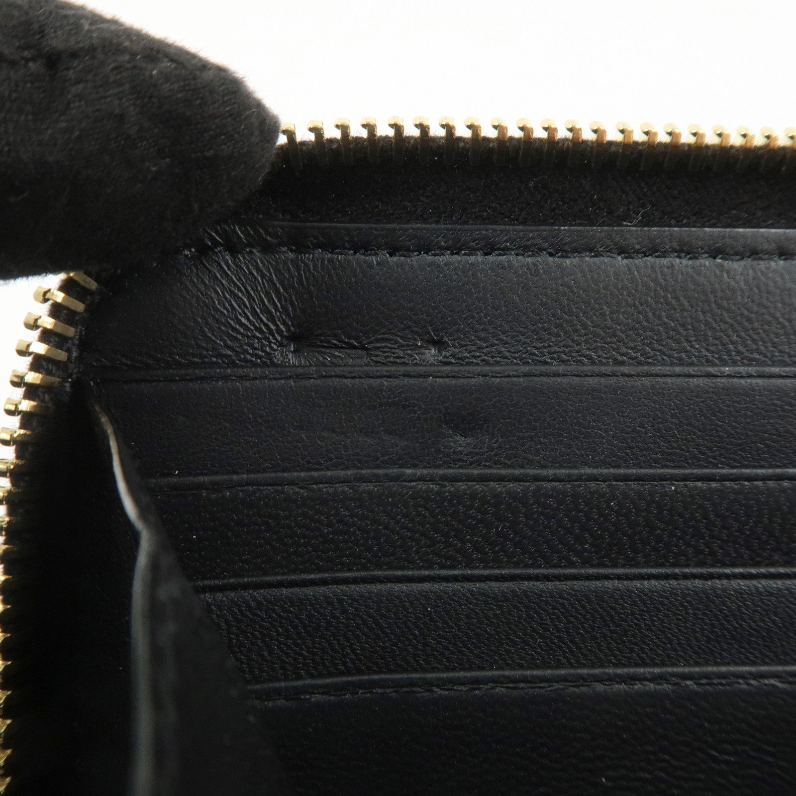 SAINT LAURENT Logo Emboss Leather Zippy Long Wallet Black