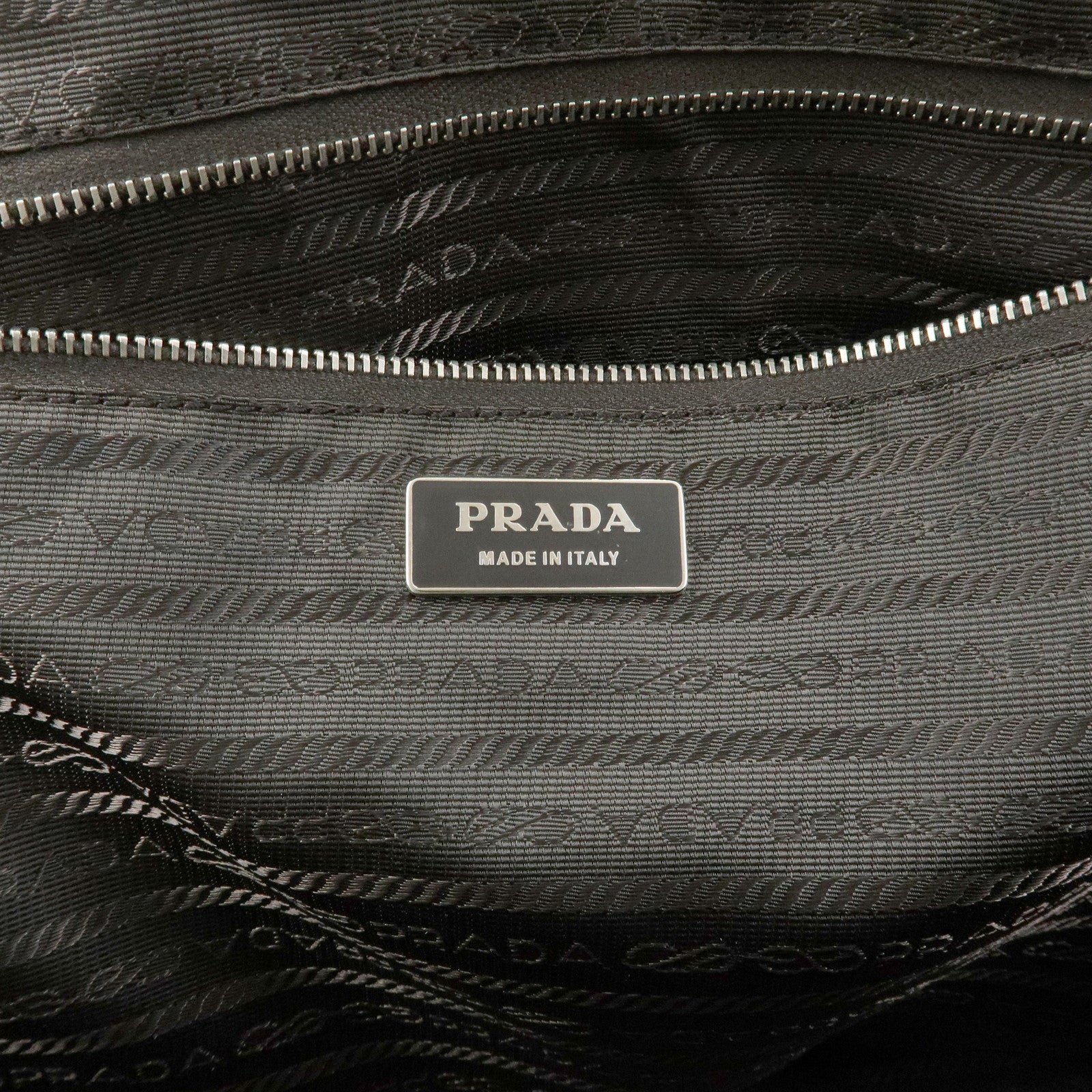 PRADA Triangle Logo Canvas Leather Hand Bag Beige Red