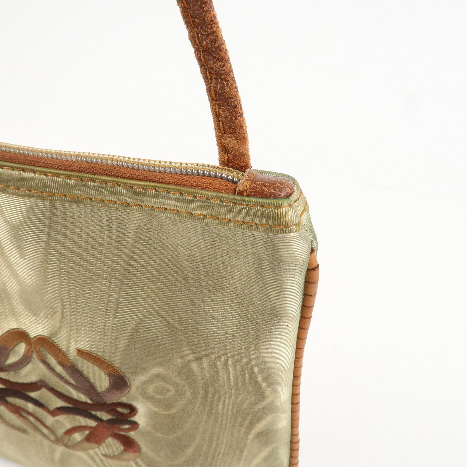 LOEWE Anagram Leather Canvas Shoulder Bag Crossbody Bag Beige Brown Used