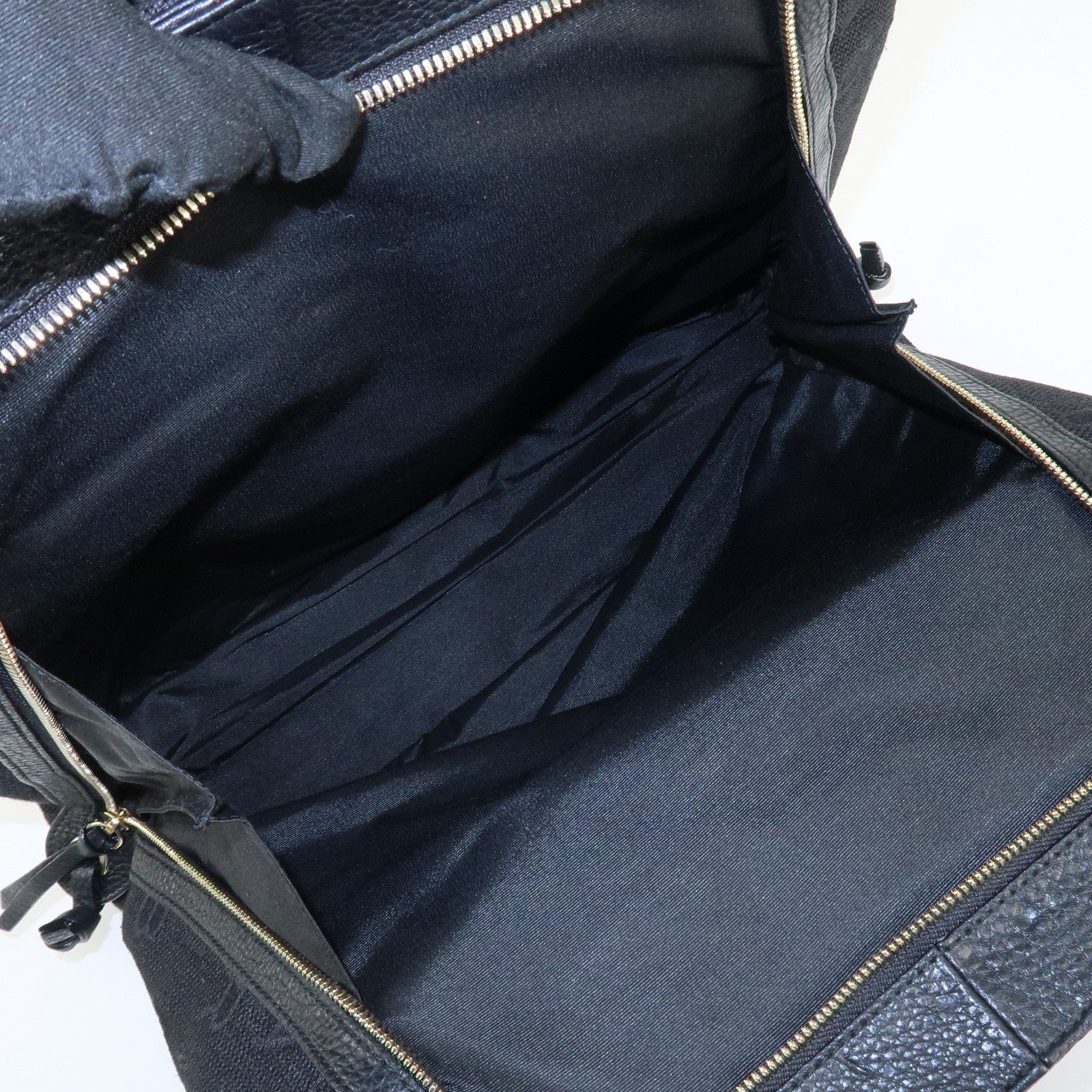 BVLGARI Logo Mania Canvas Leather Tote Bag Black Gold Hardware Used