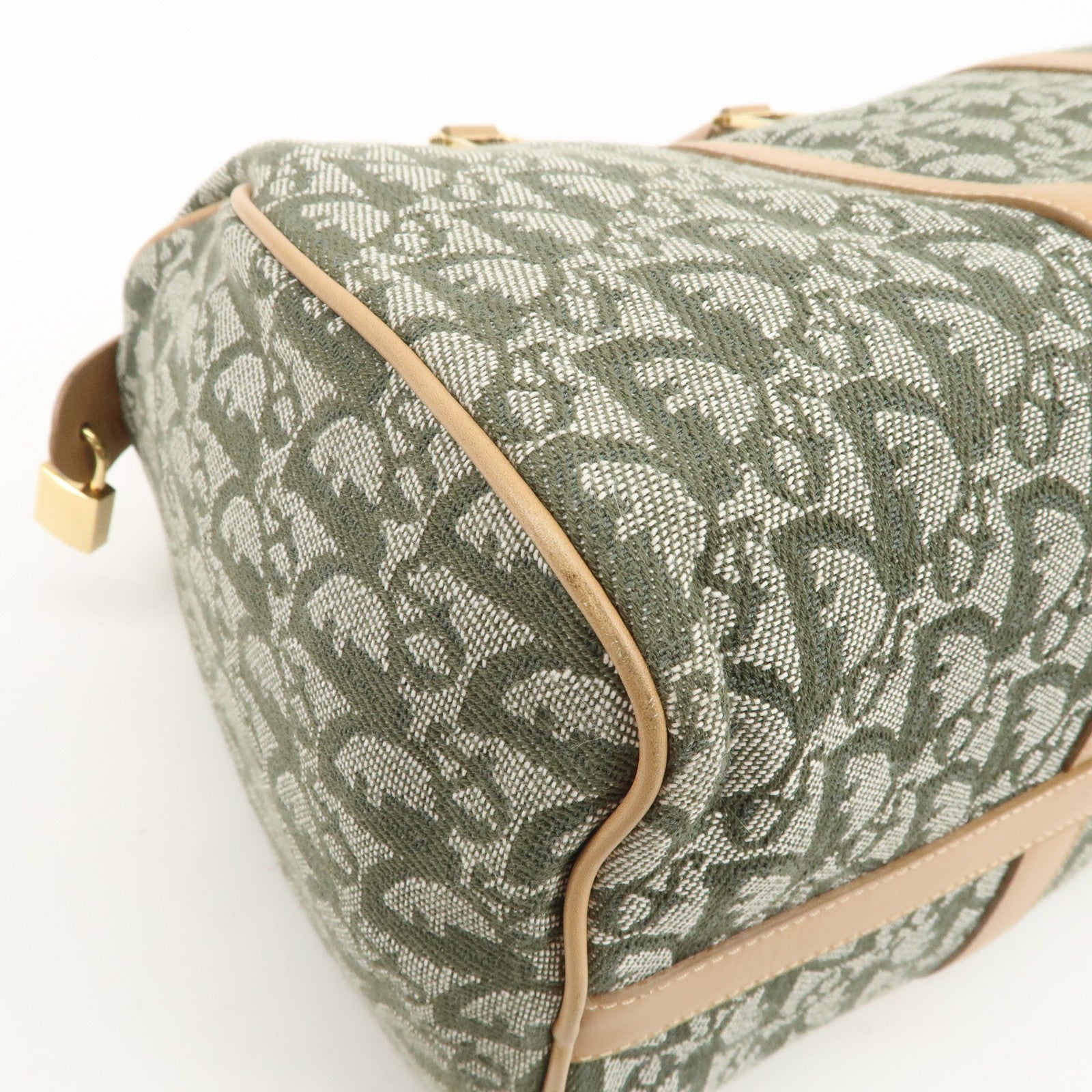 Christian Dior Trotter Canvas Leather Boston Bag Hand Bag Khaki