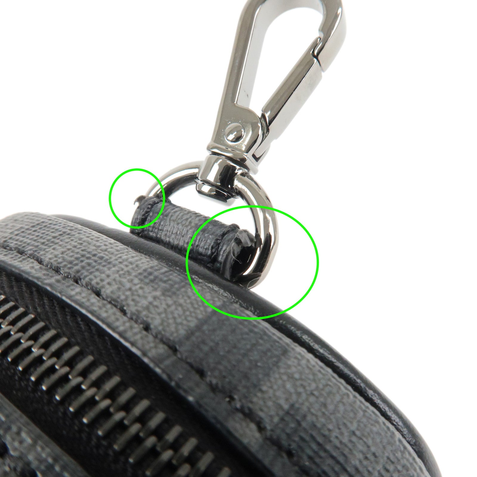 FENDI Zucca Leather PVC Airpods Case Black Gray 7AS121 Used