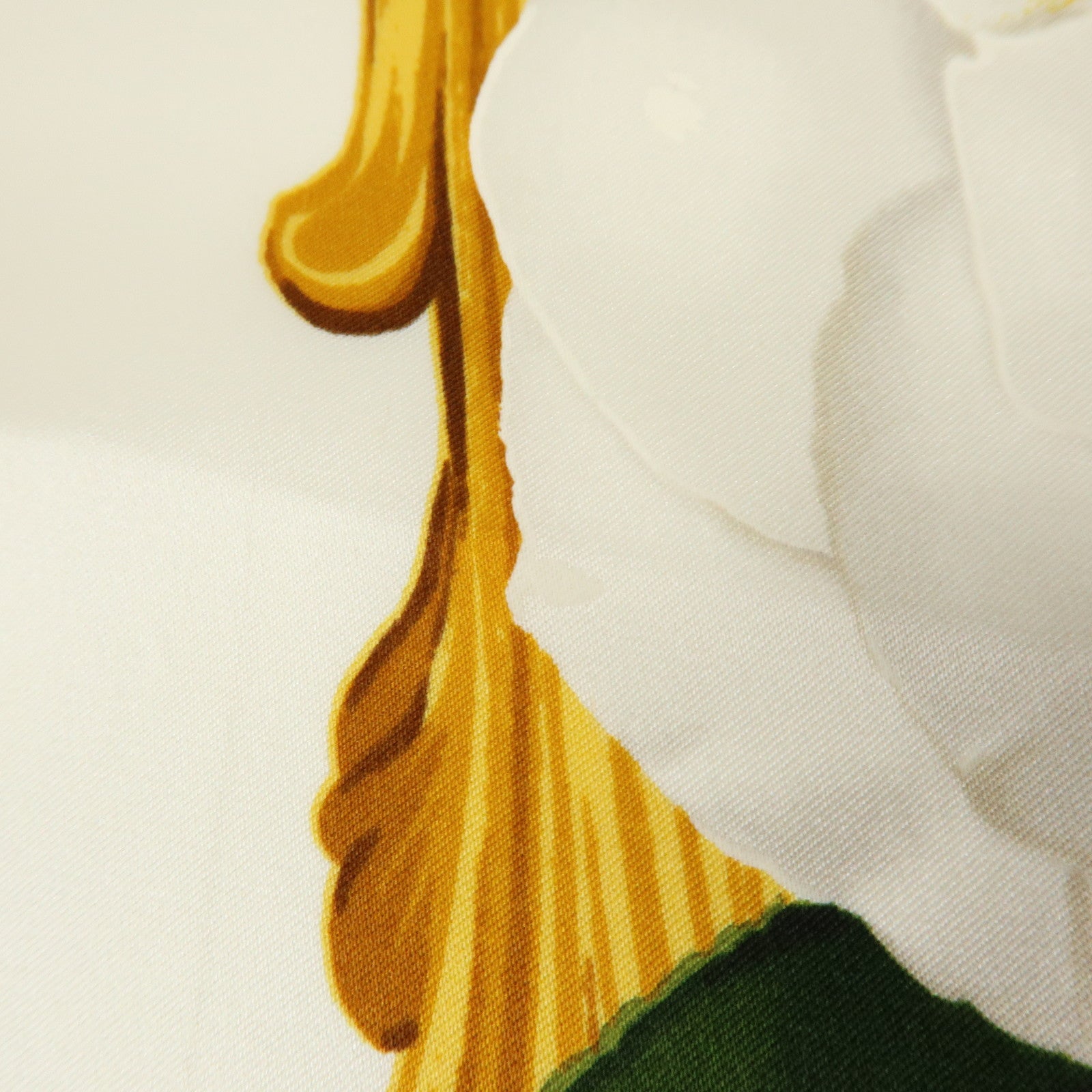 CHANEL Silk 100% Scarf Flower Print White Red Gold