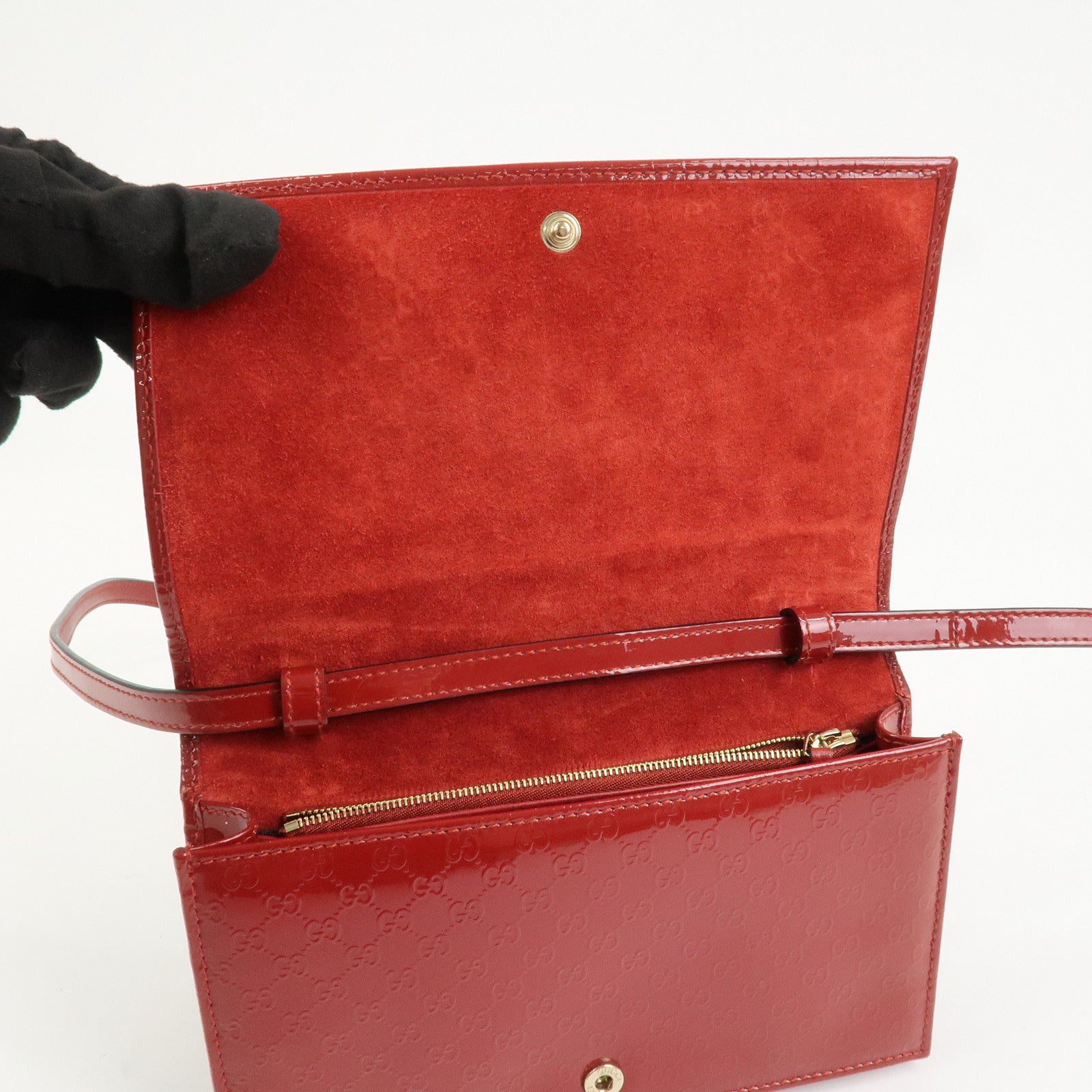 GUCCI Micro Guccissima Leather 2Way Bag Shoulder Bag Red 354086