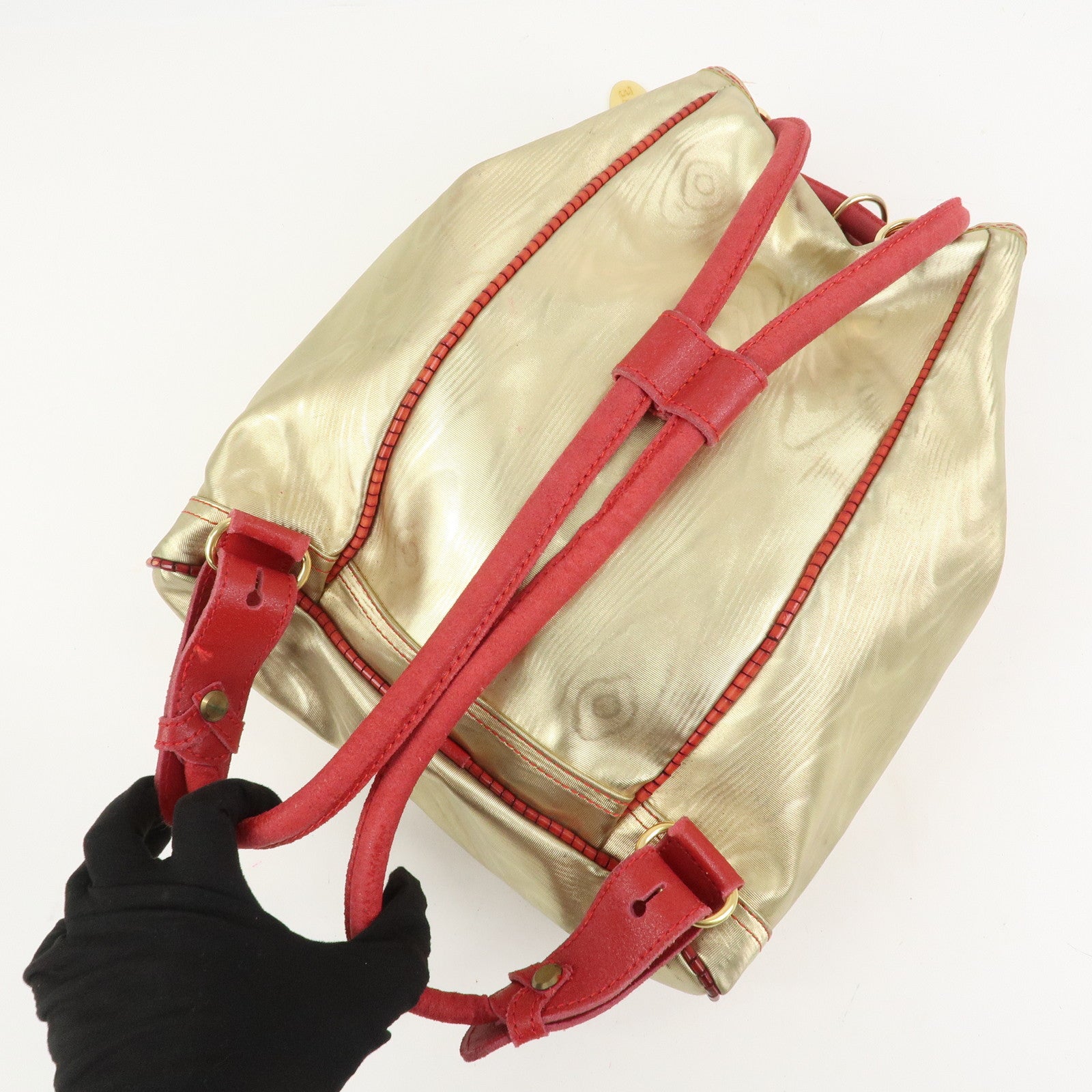 LOEWE Anagram PVC Leather Backpack Shoulder Bag Gold