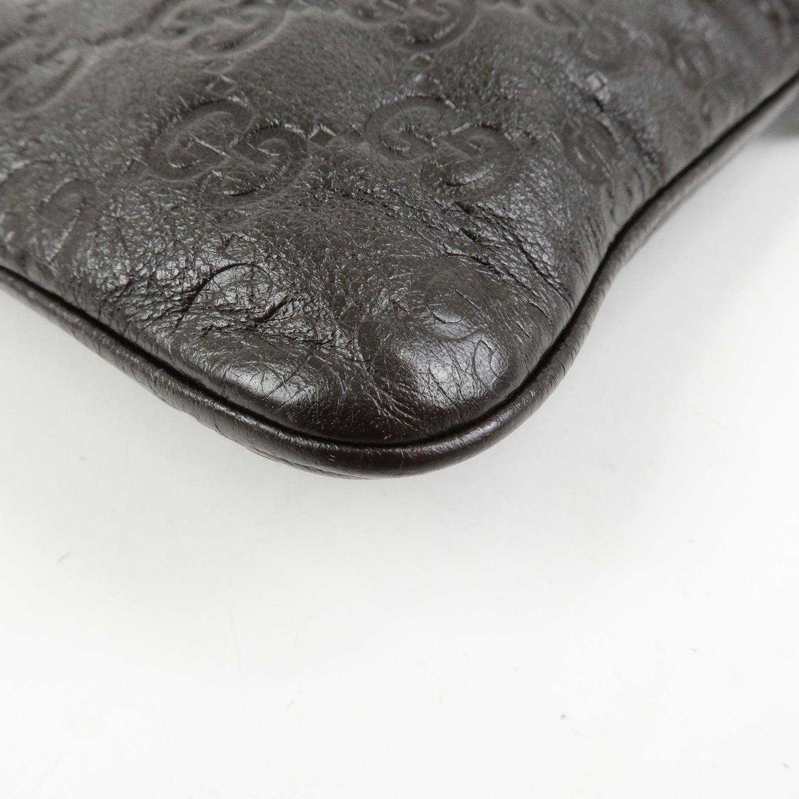 GUCCI Guccissima Leather Shoulder Bag Crossbody Bag Dark Brown