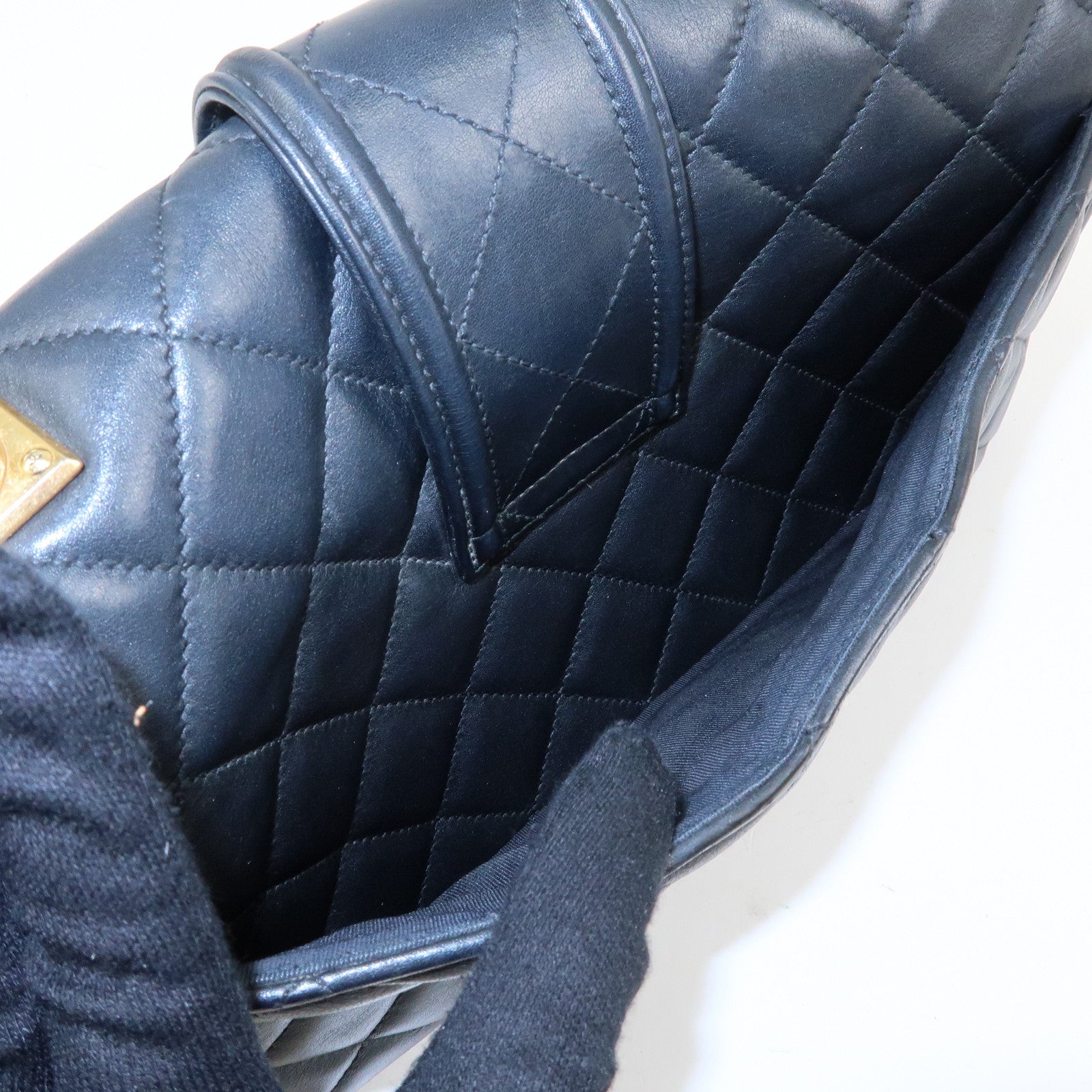 CHANEL Matelasse Lamb Skin Double Chain Single Flap Shoulder Bag
