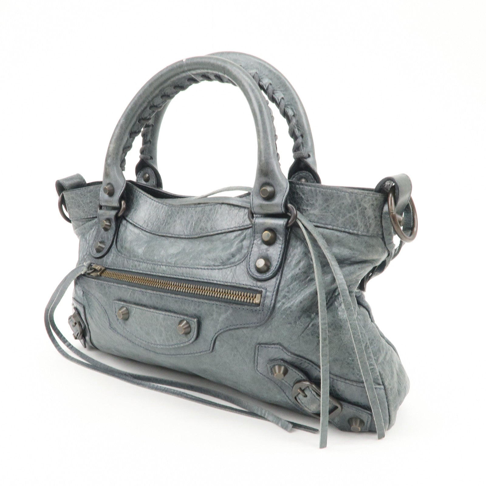 BALENCIAGA The First Leather 2Way Bag Shoulder Bag Gray 103208 Used