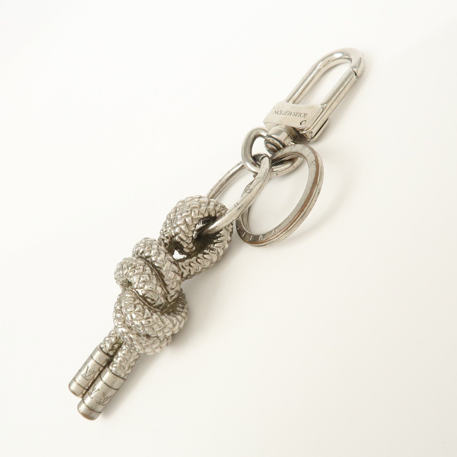 Louis Vuitton Porte Cles Knot Rope Metal Silver Keyring M66837