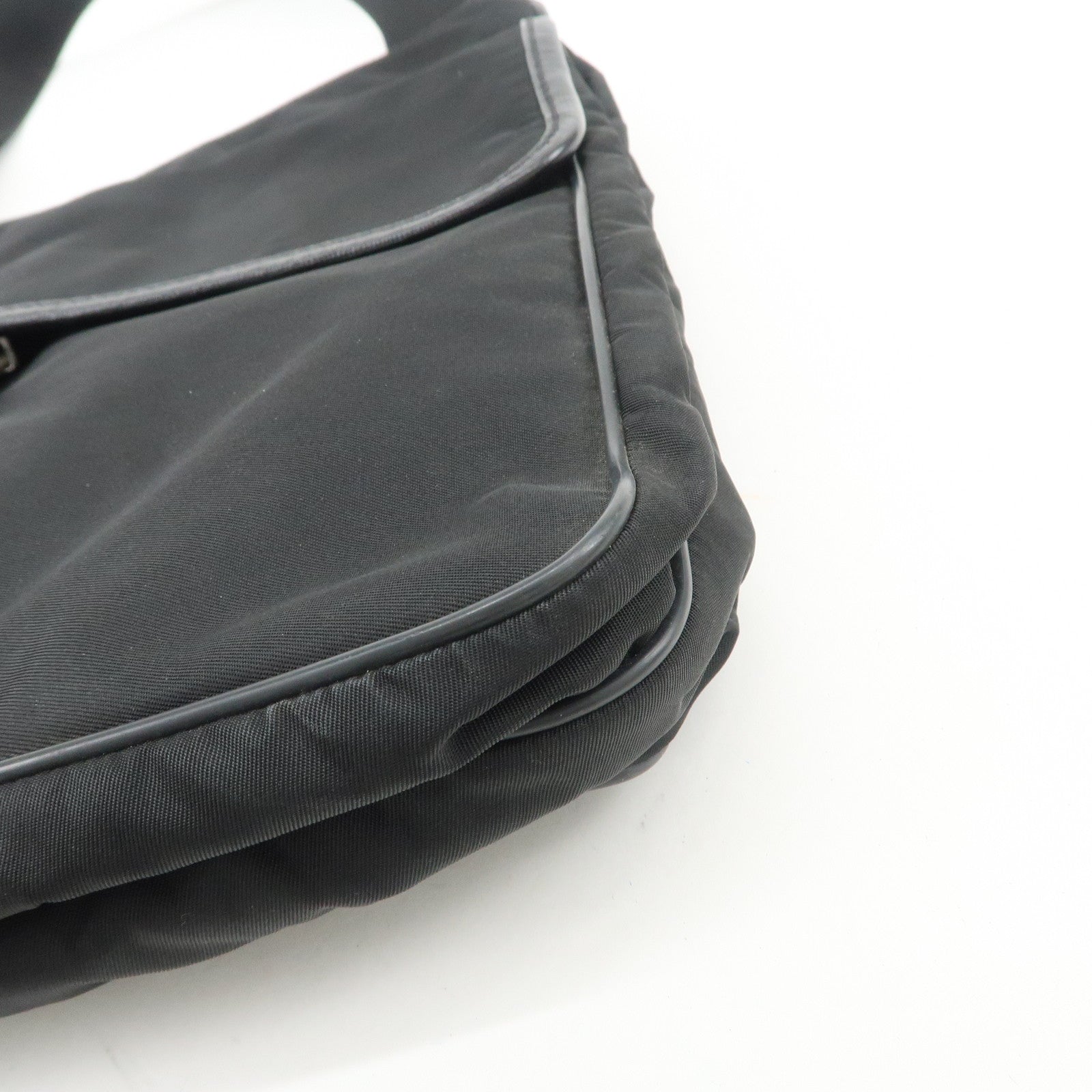 PRADA Nylon Saffiano Leather Shoulder Crossbody Bag Black VA0269